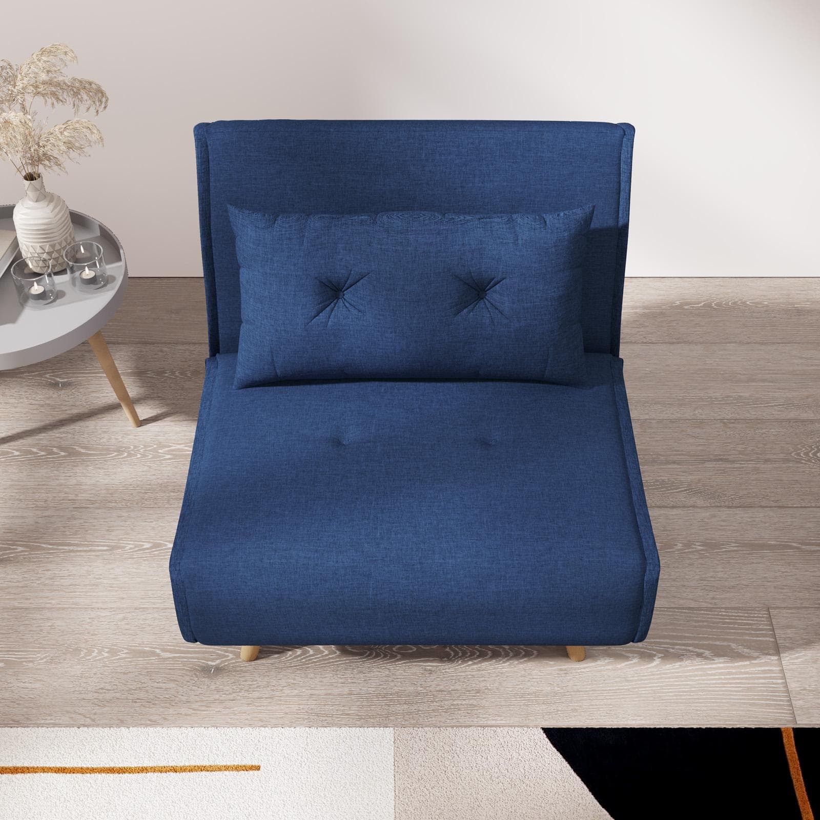 Divano letto in tessuto blu con schienale regolabile in 6 posizioni - Terat