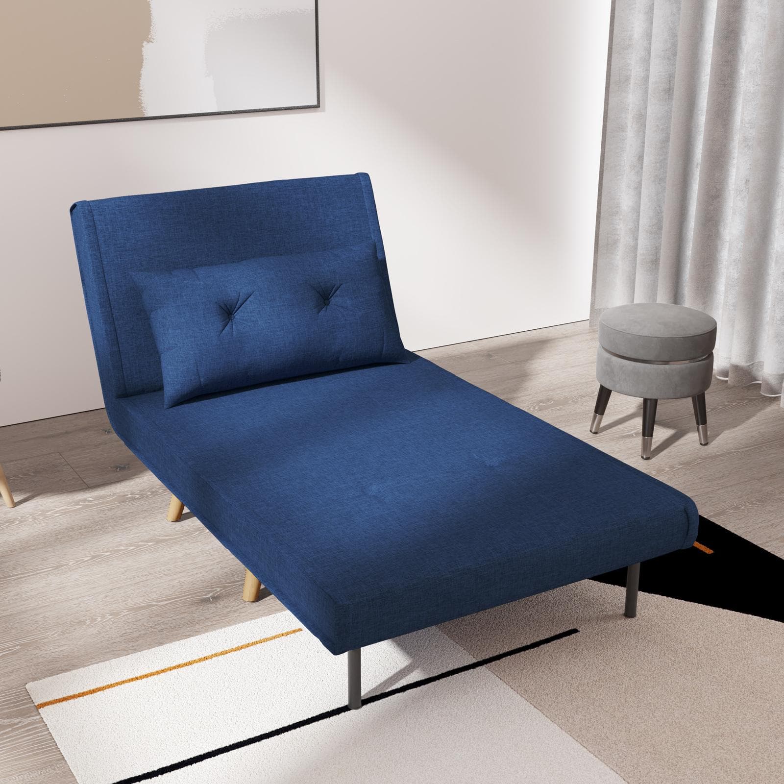 Divano letto in tessuto blu con schienale regolabile in 6 posizioni - Terat