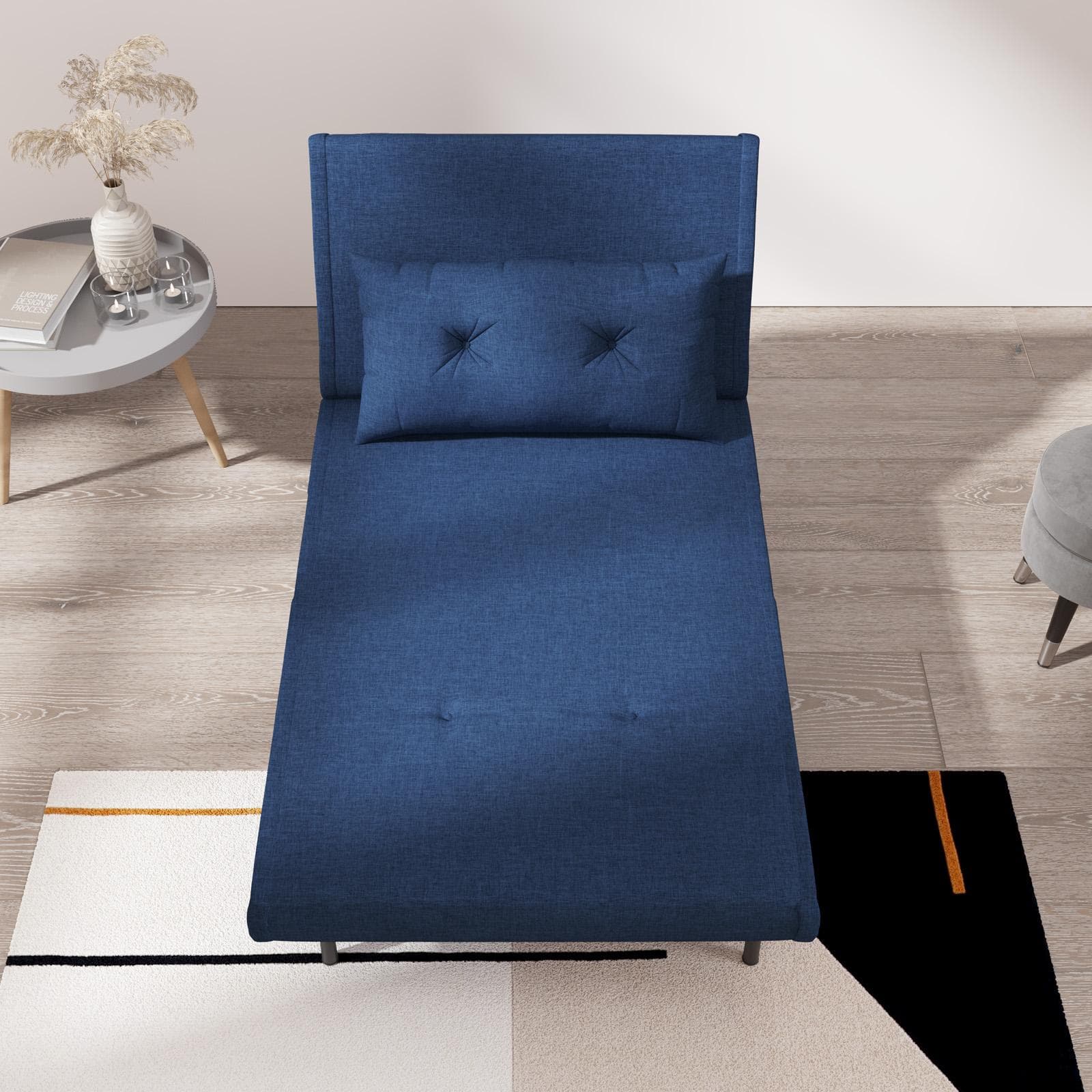 Divano letto in tessuto blu con schienale regolabile in 6 posizioni - Terat