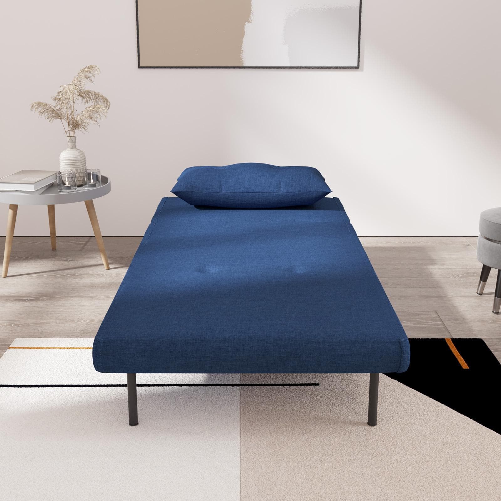 Divano letto in tessuto blu con schienale regolabile in 6 posizioni - Terat