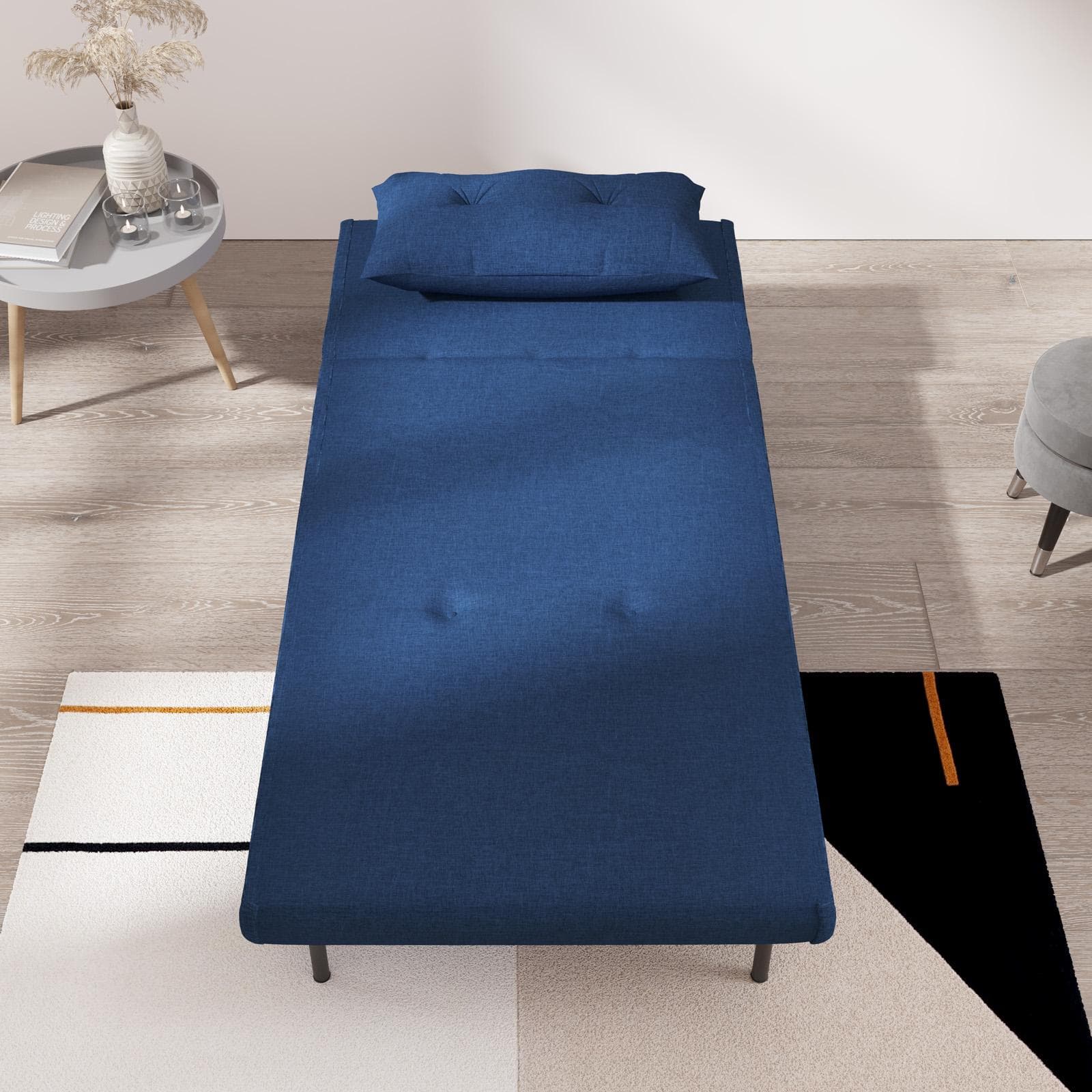 Divano letto in tessuto blu con schienale regolabile in 6 posizioni - Terat