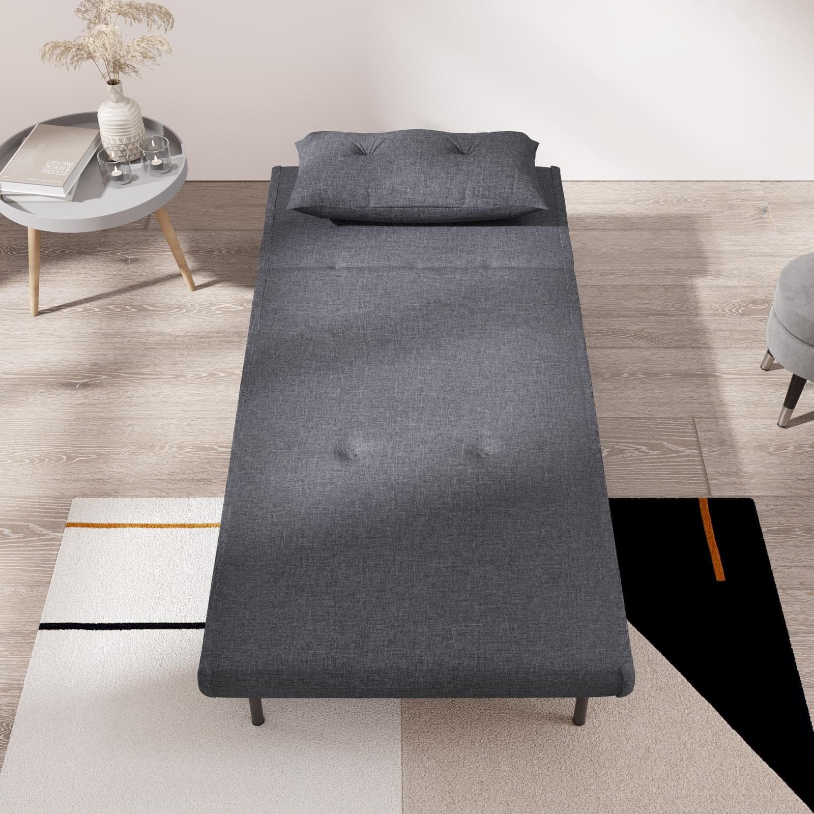 Divano letto in tessuto grigio con schienale regolabile in 6 posizioni - Terat