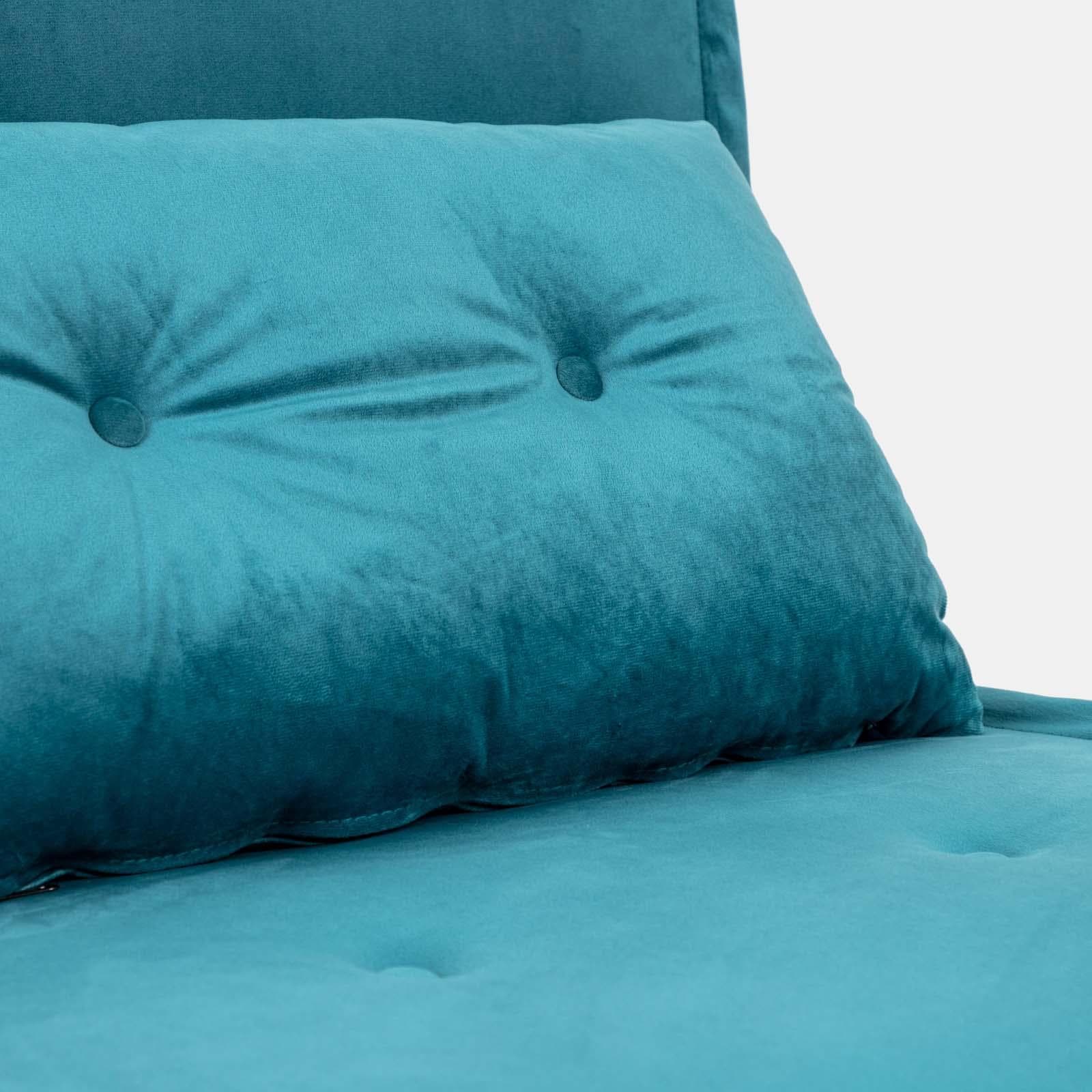 Divano letto in velluto turchese con schienale regolabile in 6 posizioni - Terat