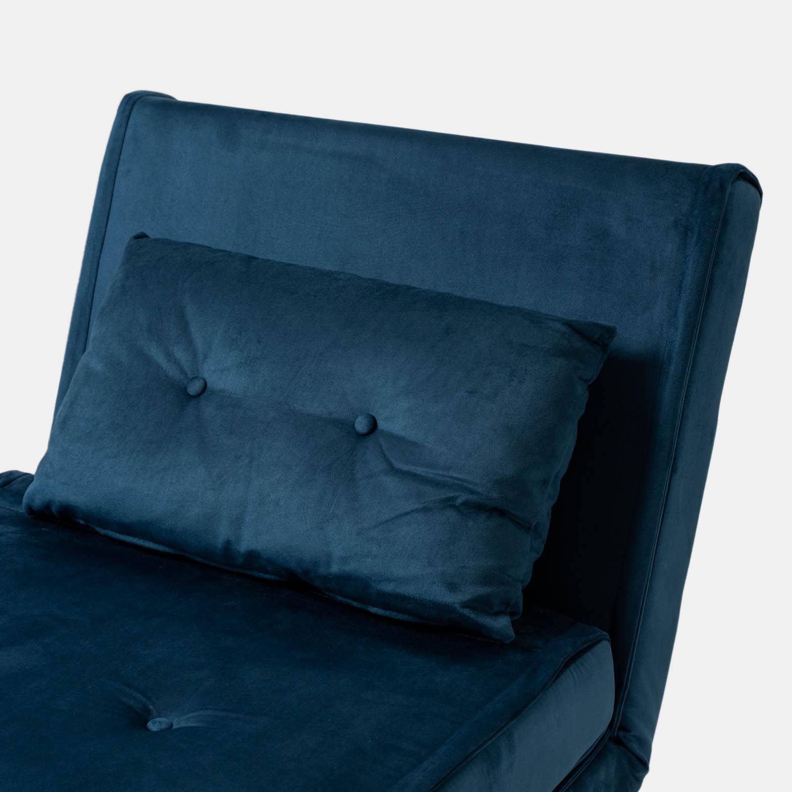 Divano letto in velluto blu petrolio con schienale regolabile in 6 posizioni - Terat