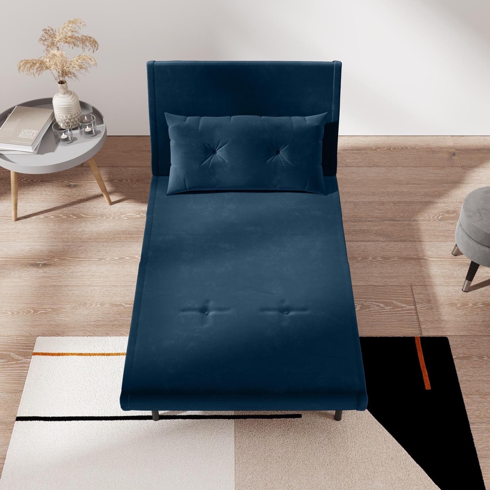 Divano letto in velluto blu petrolio con schienale regolabile in 6 posizioni - Terat