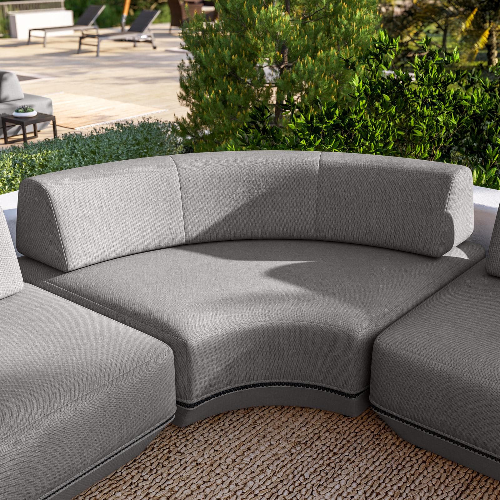 Divano modulare da giardino in tessuto olefin grigio e alluminio antracite - Laela