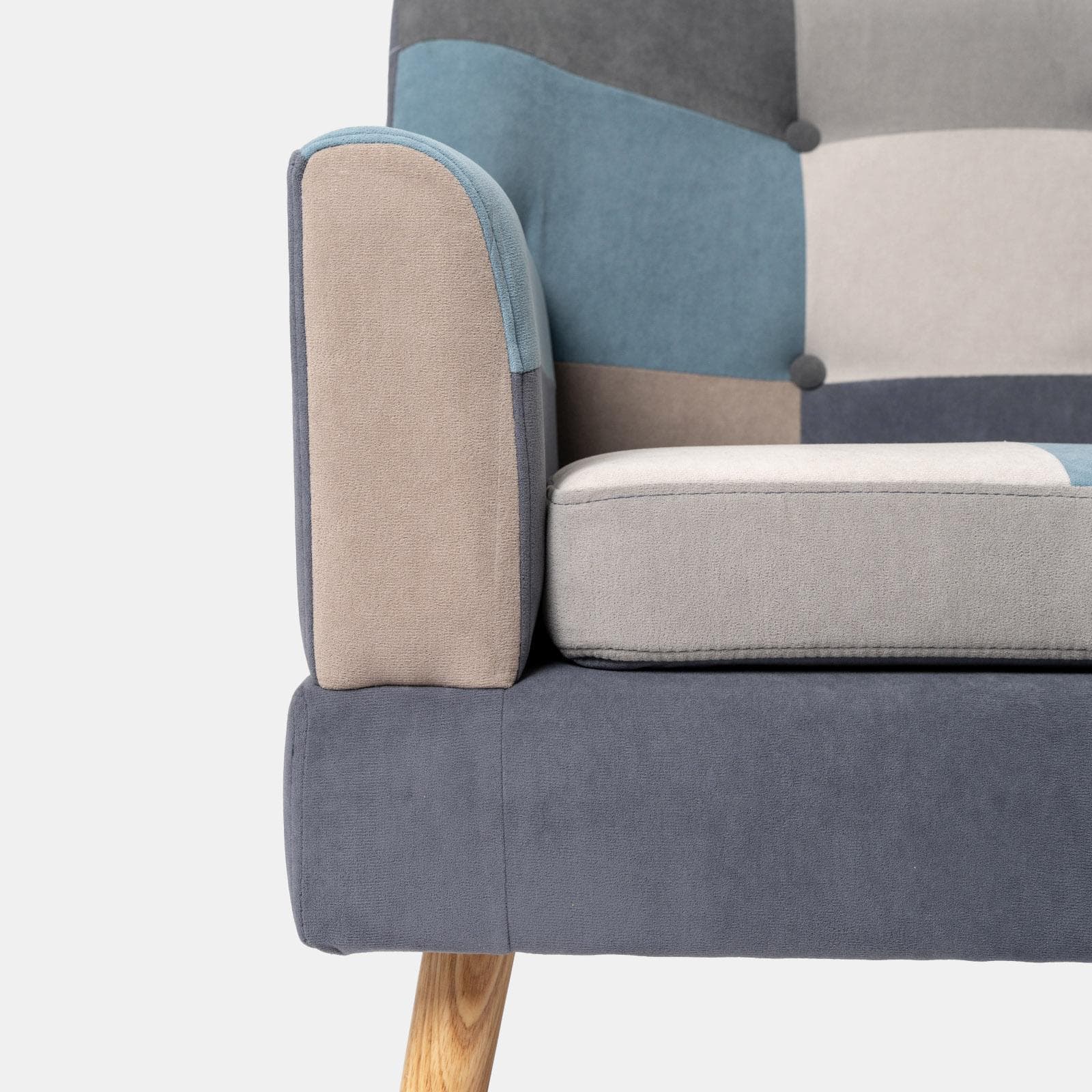 Divano scandinavo 2 posti in tessuto patchwork multicolor blu - Copenaghen