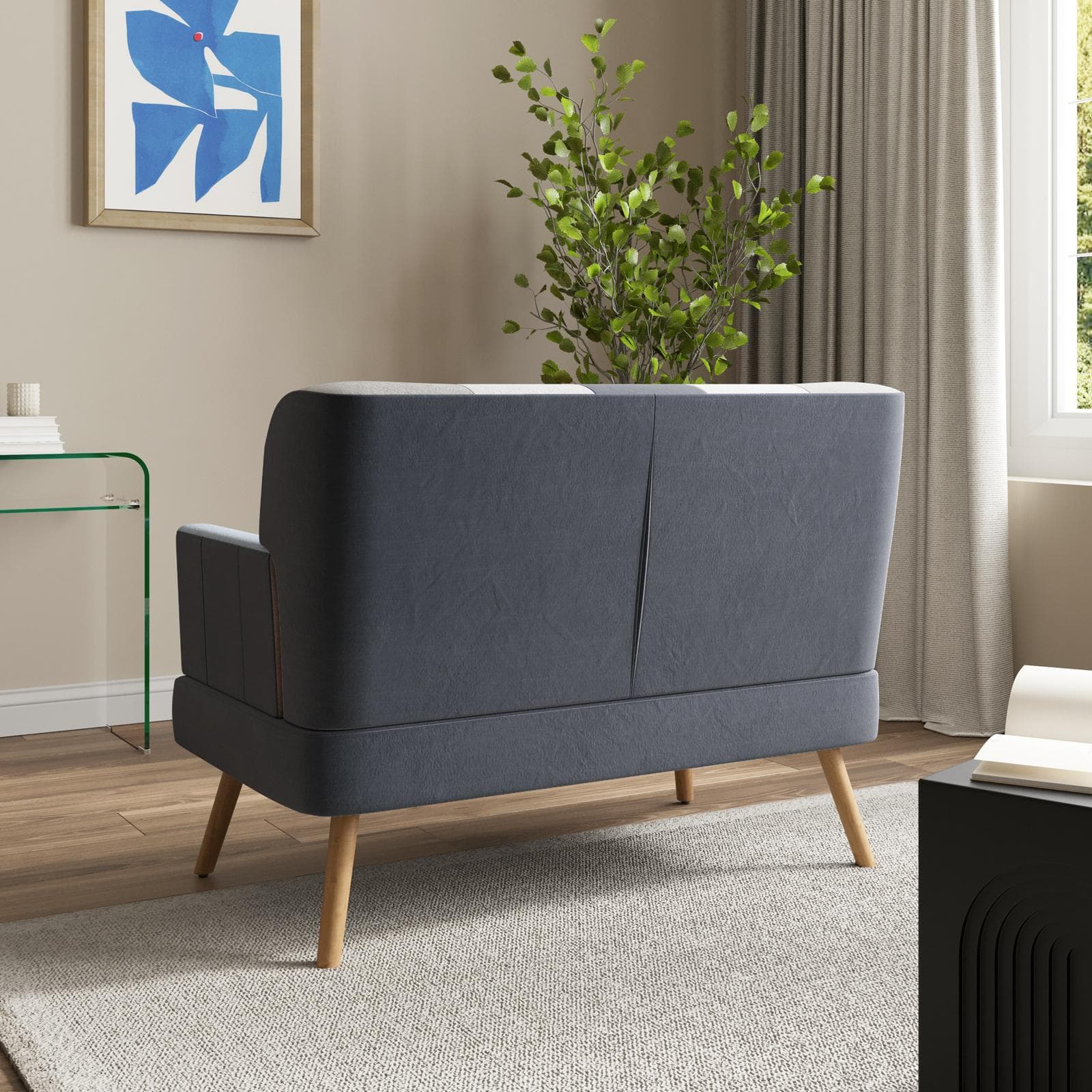 Divano scandinavo 2 posti in tessuto patchwork multicolor blu - Copenaghen