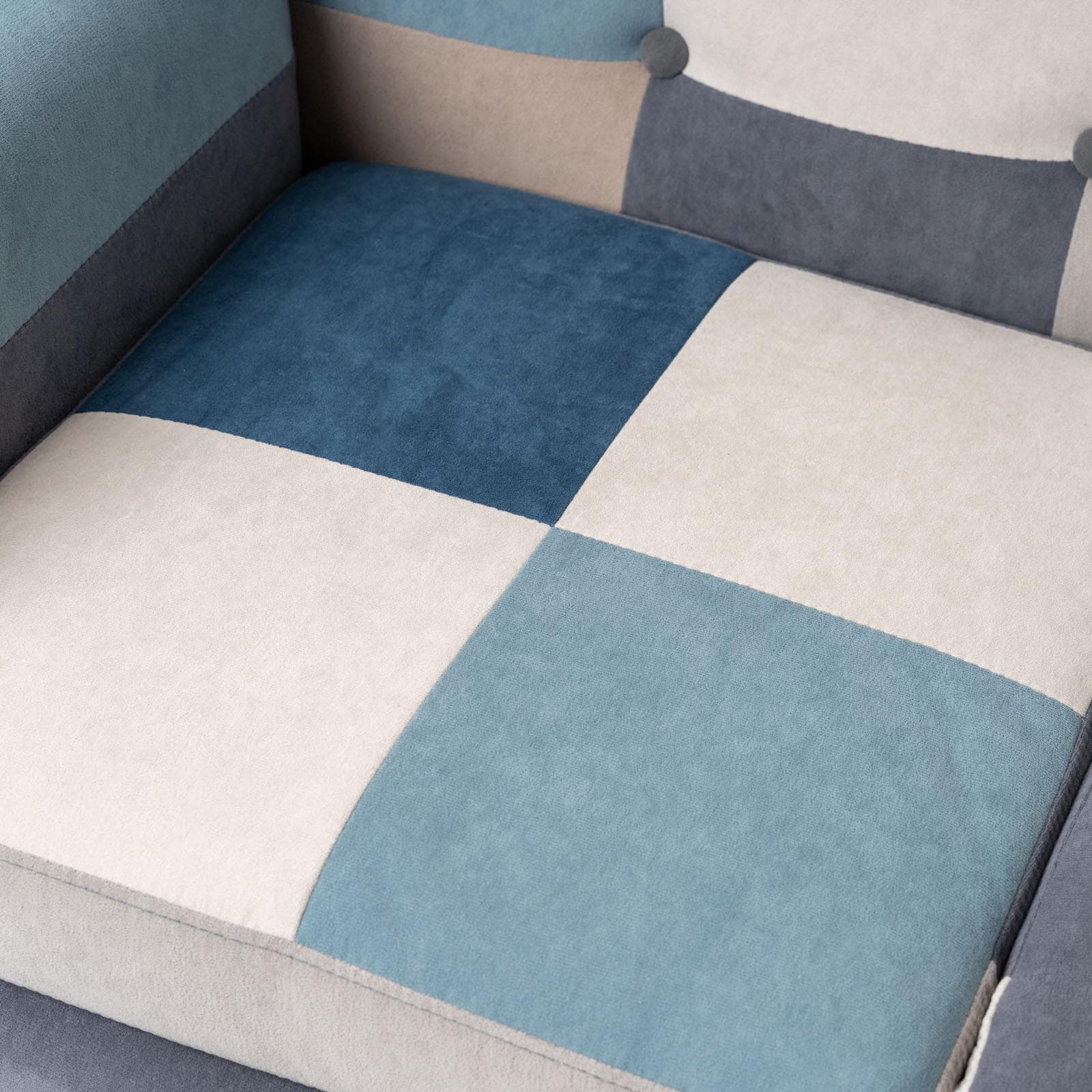 Divano scandinavo 2 posti in tessuto patchwork multicolor blu - Copenaghen