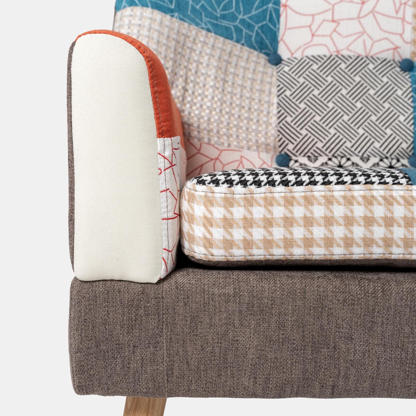 Divano scandinavo 2 posti in tessuto patchwork multicolore - Copenaghen