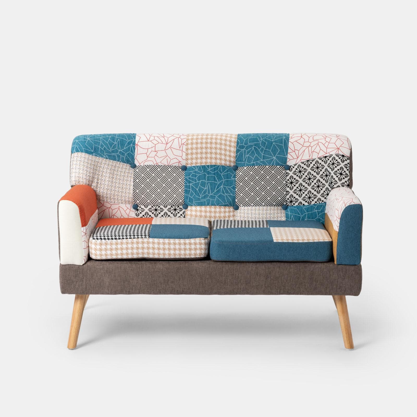 Divano scandinavo 2 posti in tessuto patchwork multicolore - Copenaghen