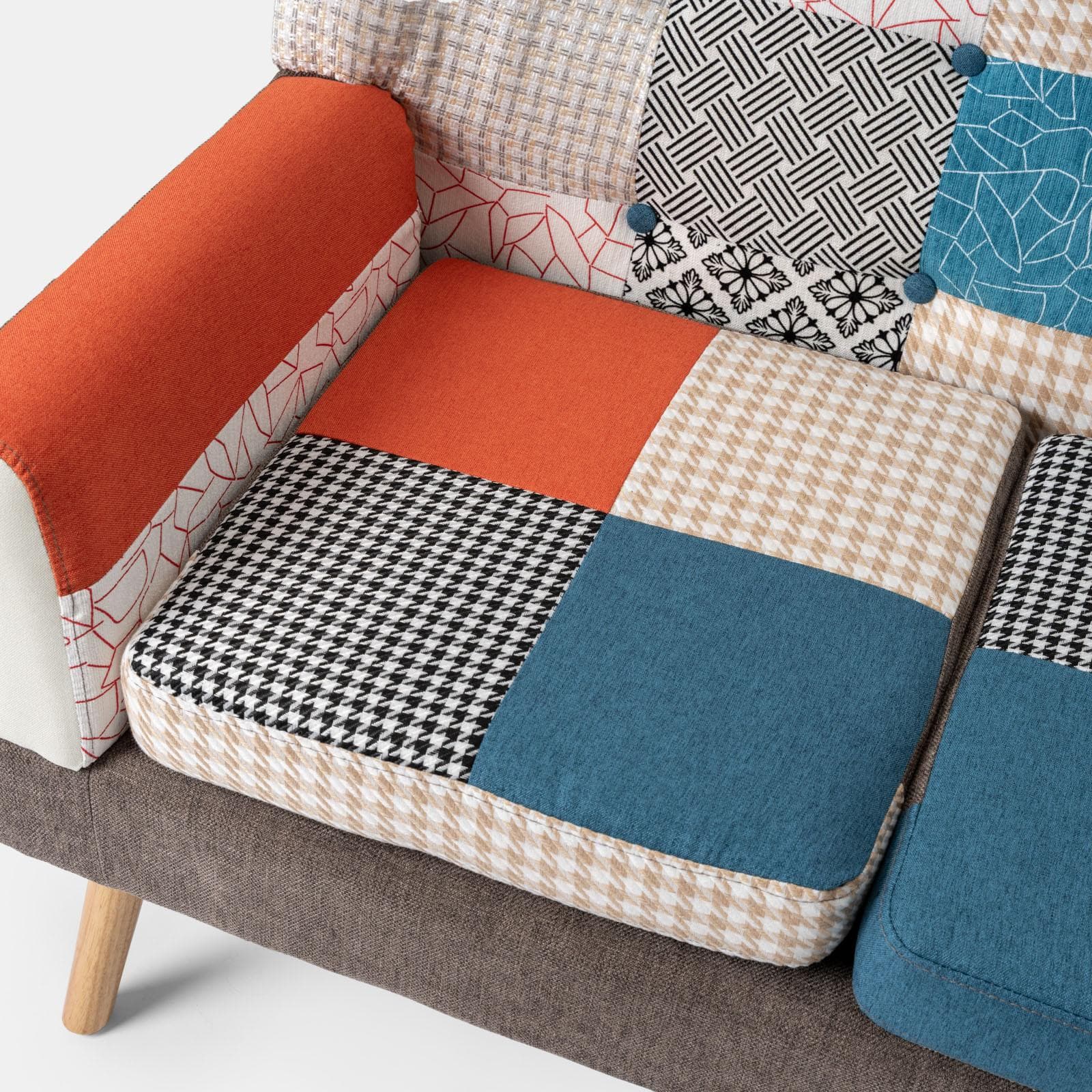 Divano scandinavo 2 posti in tessuto patchwork multicolore - Copenaghen