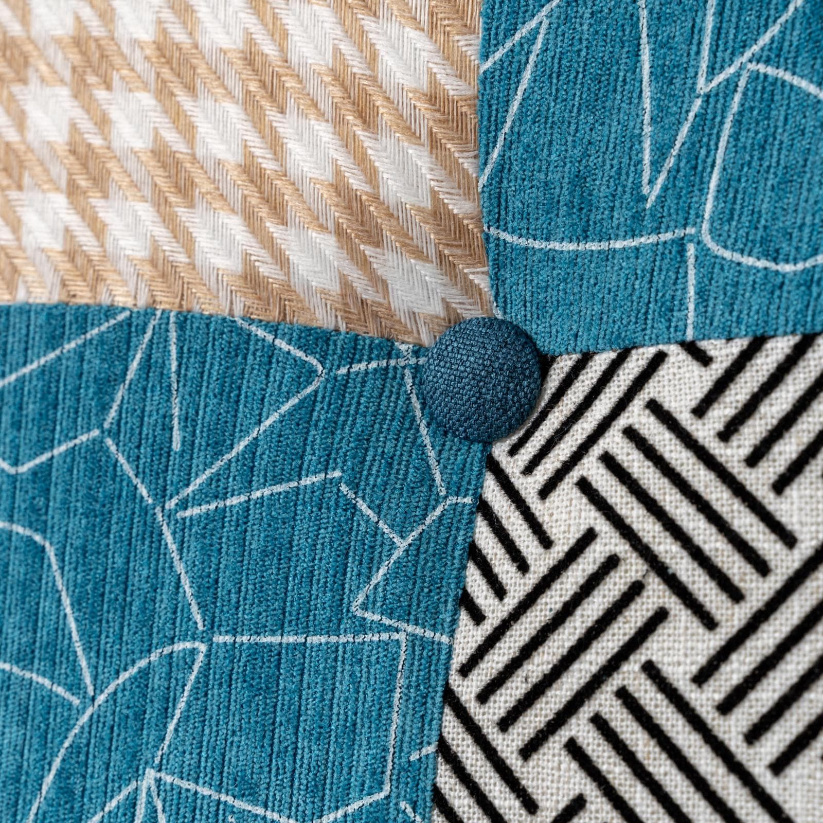 Divano scandinavo 2 posti in tessuto patchwork multicolore - Copenaghen