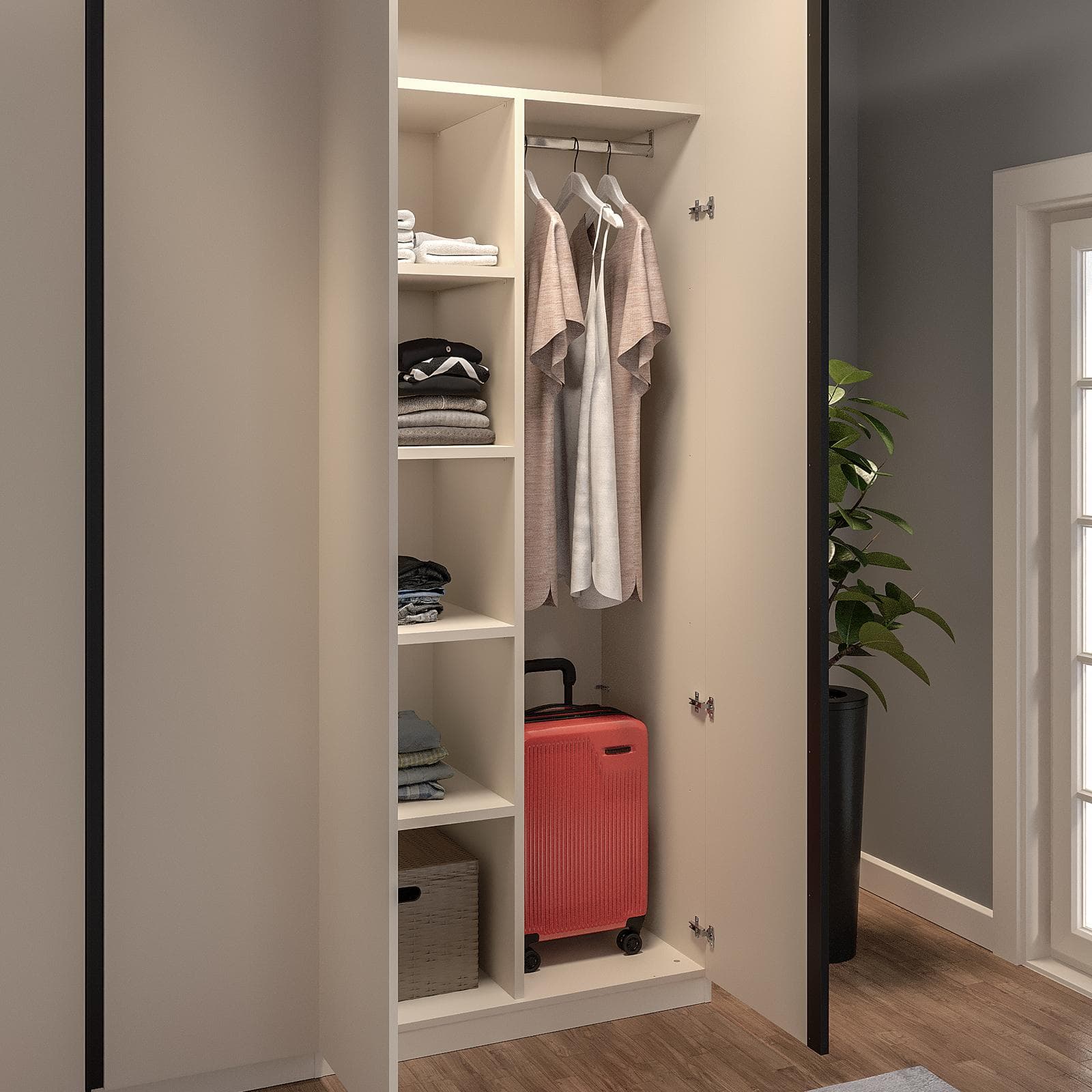 Divisorio armadio con 4 ripiani e appendiabiti per modulo da 90 cm Cindy Codey Berwin Jessie Carrie cashmere