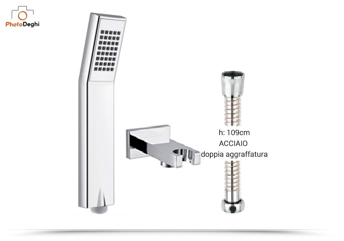 Set doccetta cromato con flessibile 150 cm e presa acqua a muro