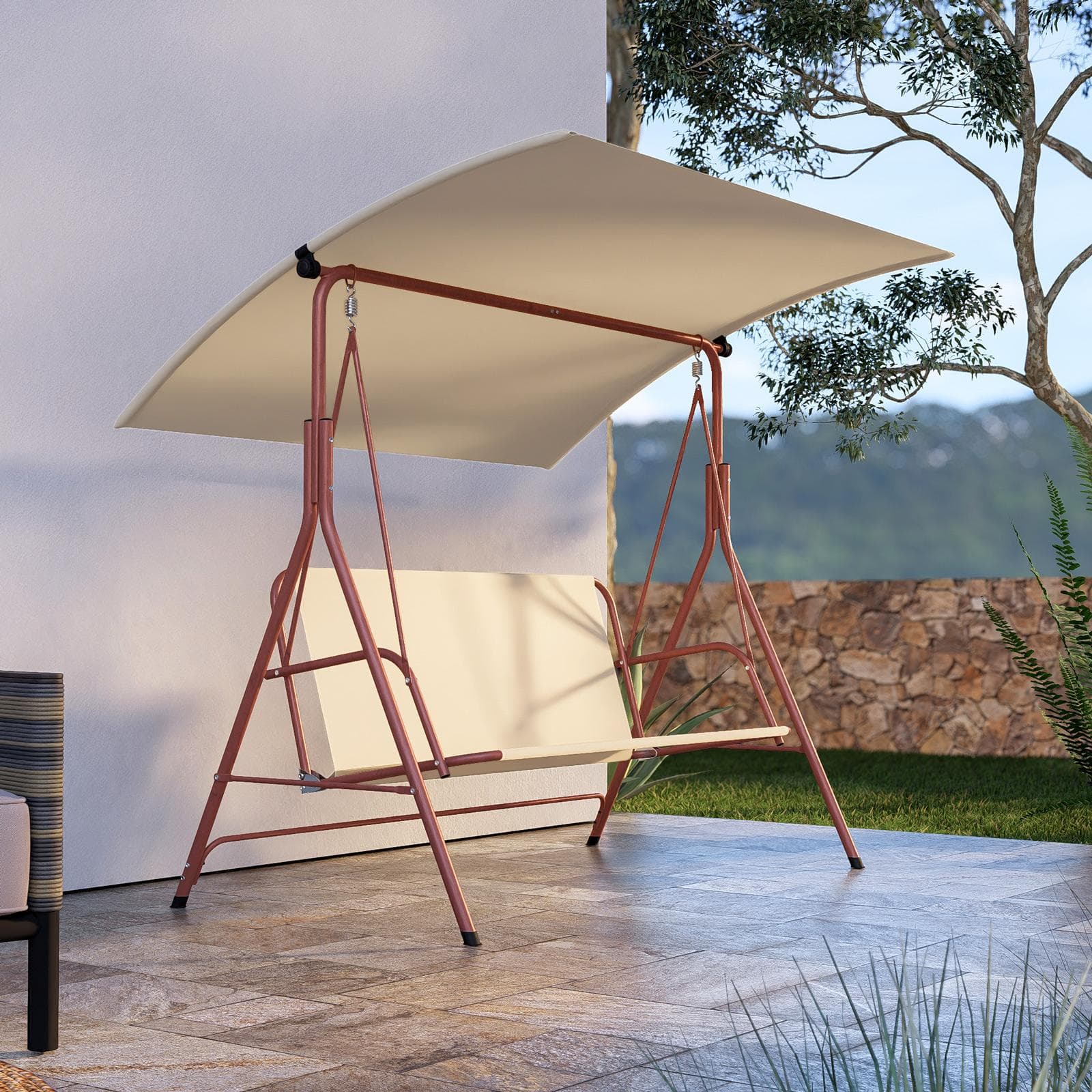 ASTRALE DONDOLO 2 POSTI ACCIAIO TERRACOTTA BEIGE