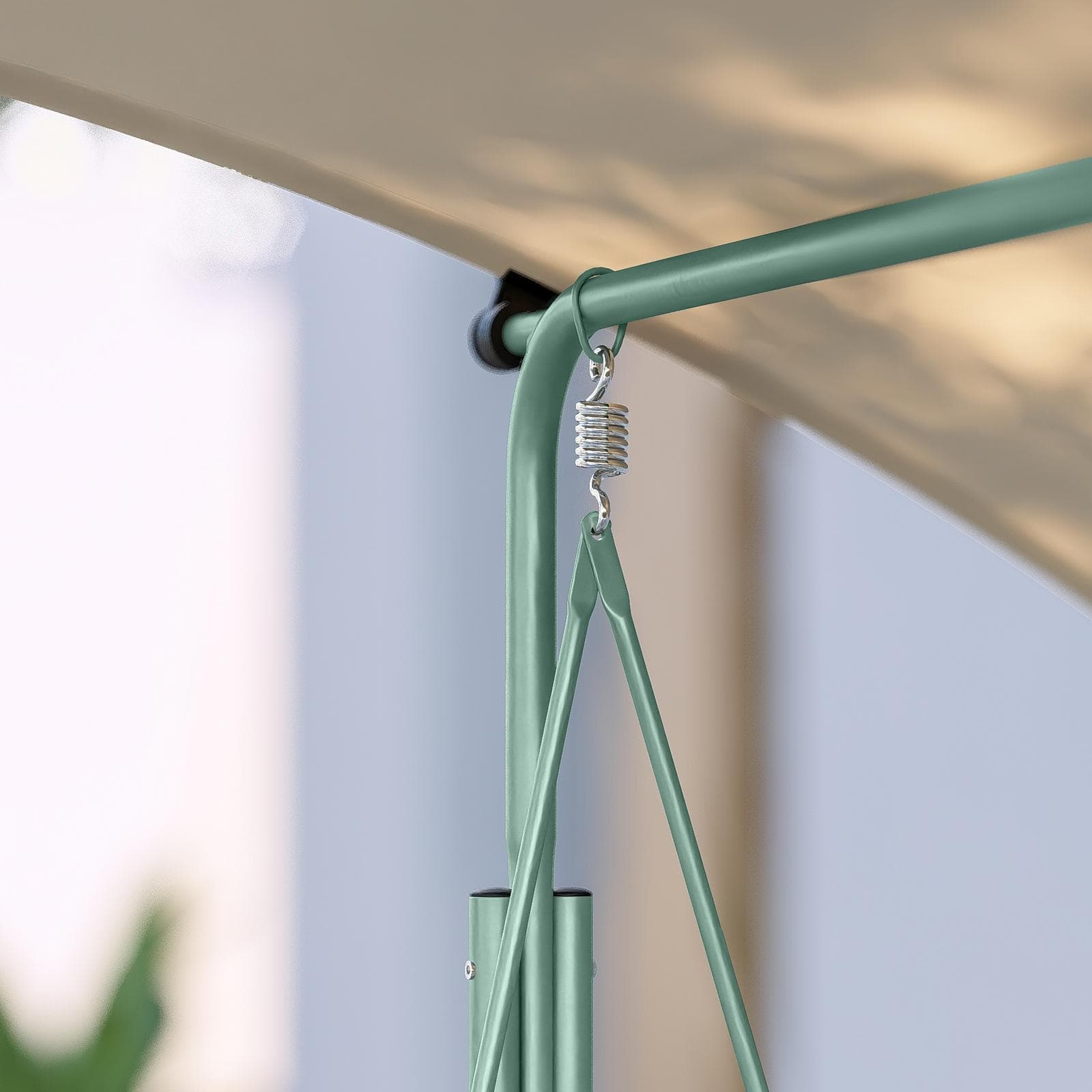 Dondolo da giardino 2 posti in tessuto beige e acciaio verde menta - Astrale