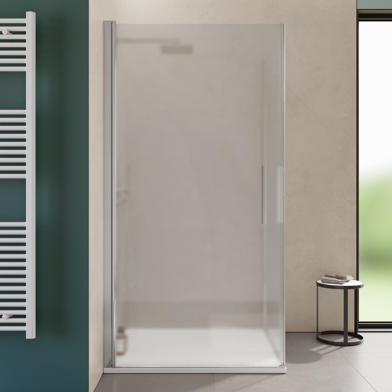Box doccia 90x100 cm doppio battente con vetro temperato opaco e profilo cromo 190h - Nilo