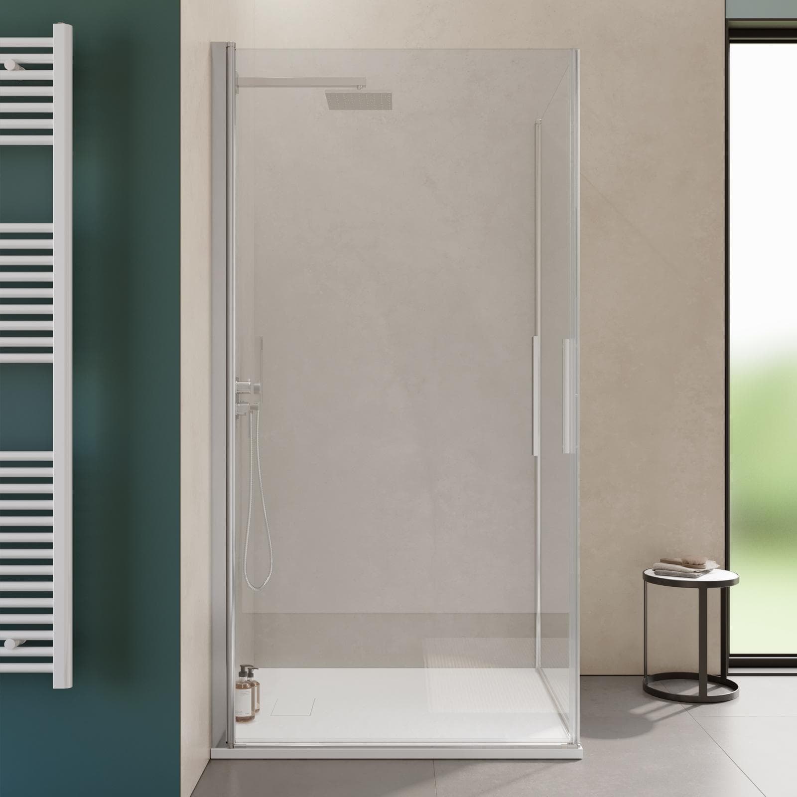 Box doccia 90x100 cm doppio battente con vetro temperato trasparente e profilo cromo 195h - Nilo