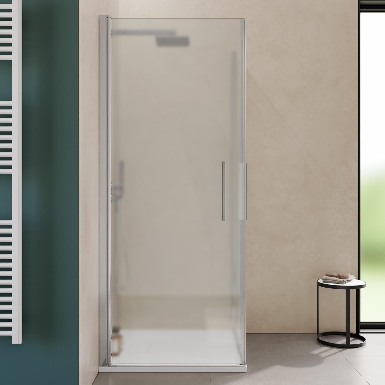 Box doccia 90x90 cm doppio battente con vetro temperato opaco e profilo cromo 195h - Nilo
