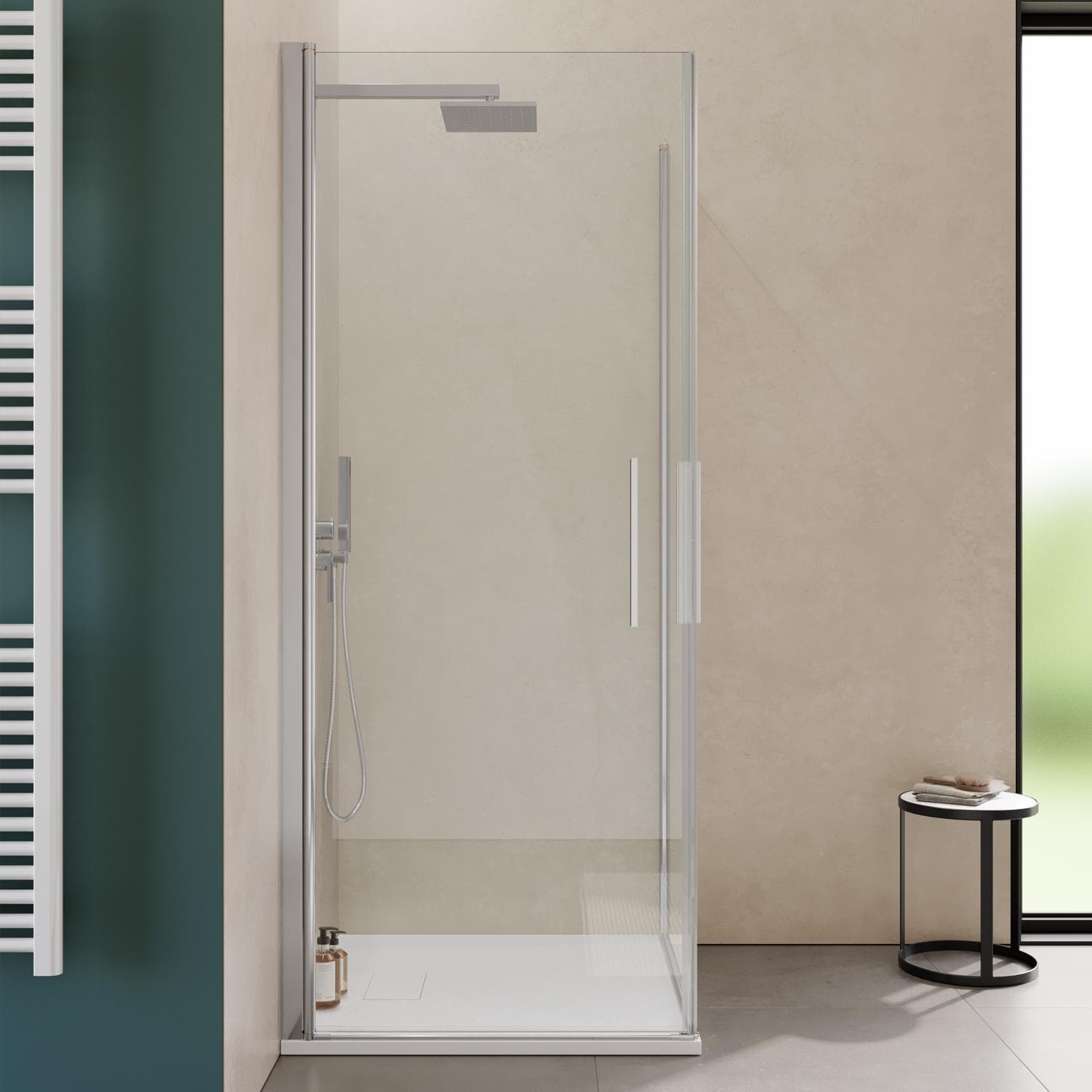 Box doccia 80x80 cm doppio battente con vetro temperato trasparente e profilo cromo 195h - Nilo
