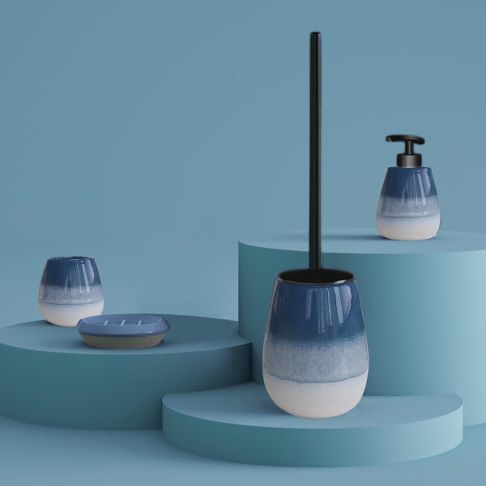 Dosasapone da appoggio in ceramica degradè blu - Shejla di Gedy