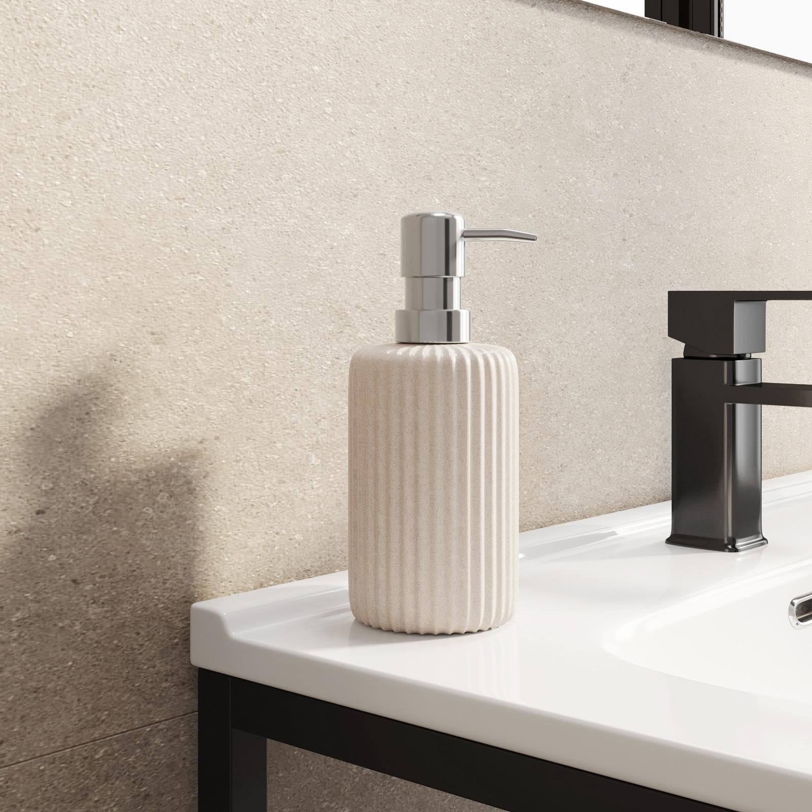 Dosasapone d'appoggio beige effetto pietra rigato - Oratio