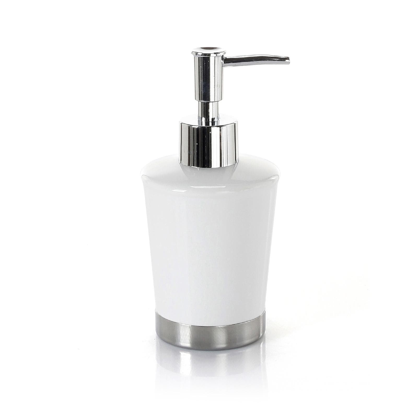 Dosasapone in ceramica bianco e acciaio inox cromo - Petunia di Gedy