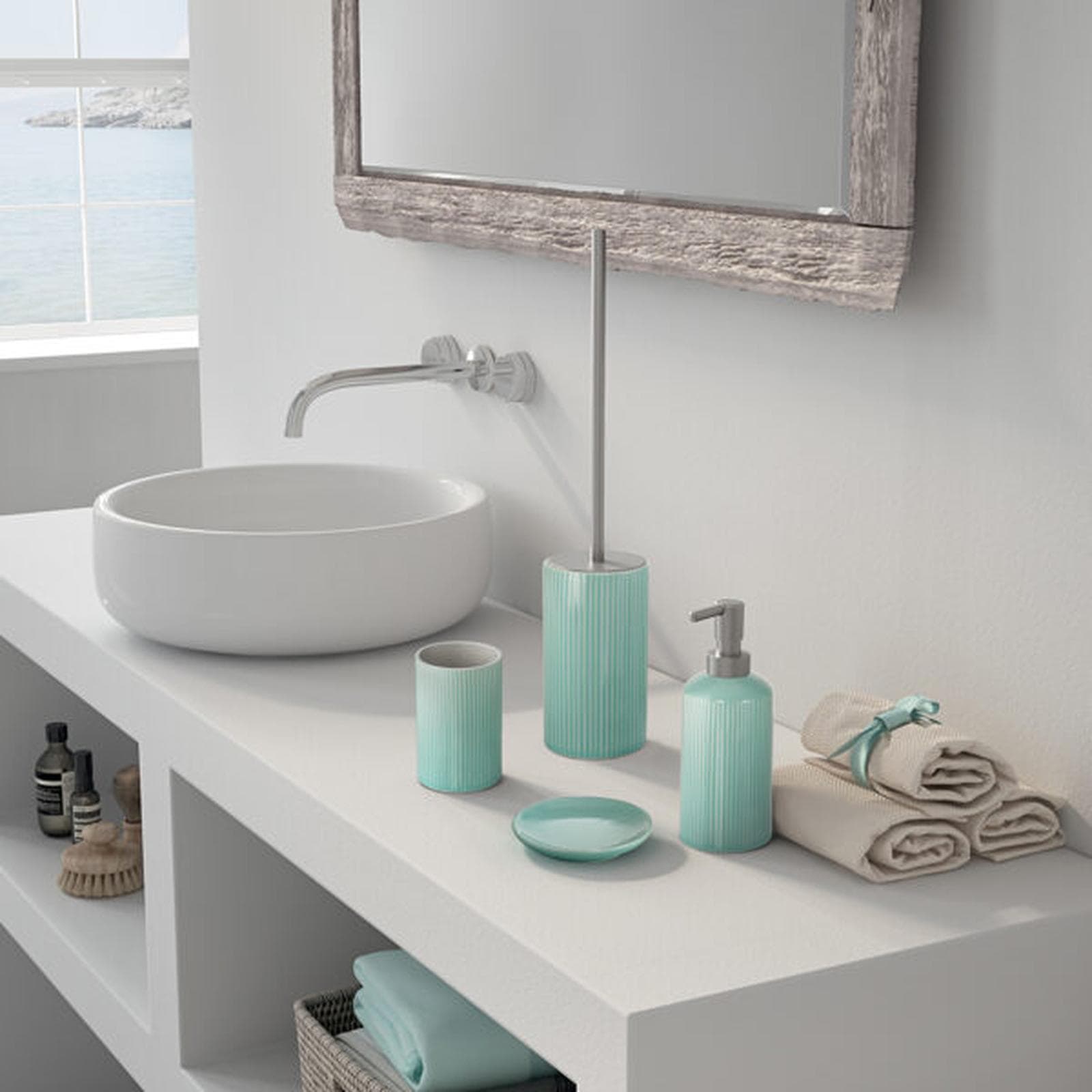 Dosasapone d'appoggio in ceramica acquamarina - Sabina di Gedy