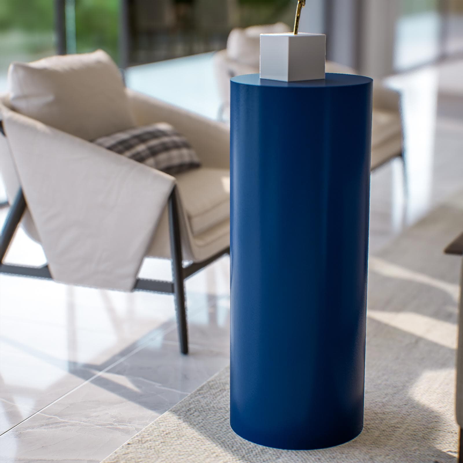 Espositore a colonna 90 h cm in polietilene blu