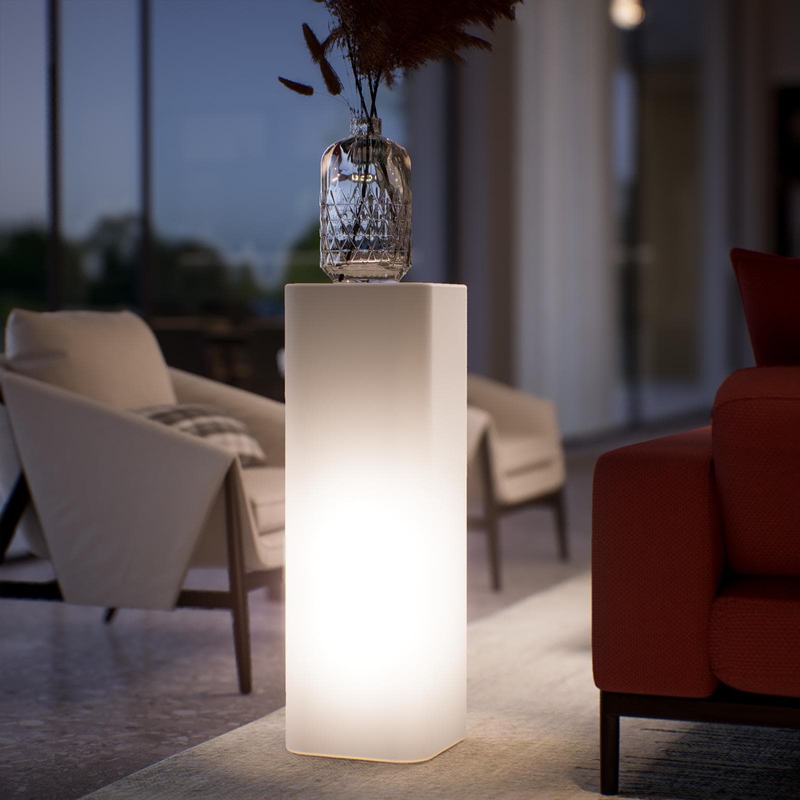 Espositore colonna 90 h cm in polietilene neutro con kit illuminazione LED attacco E27 - Katrine