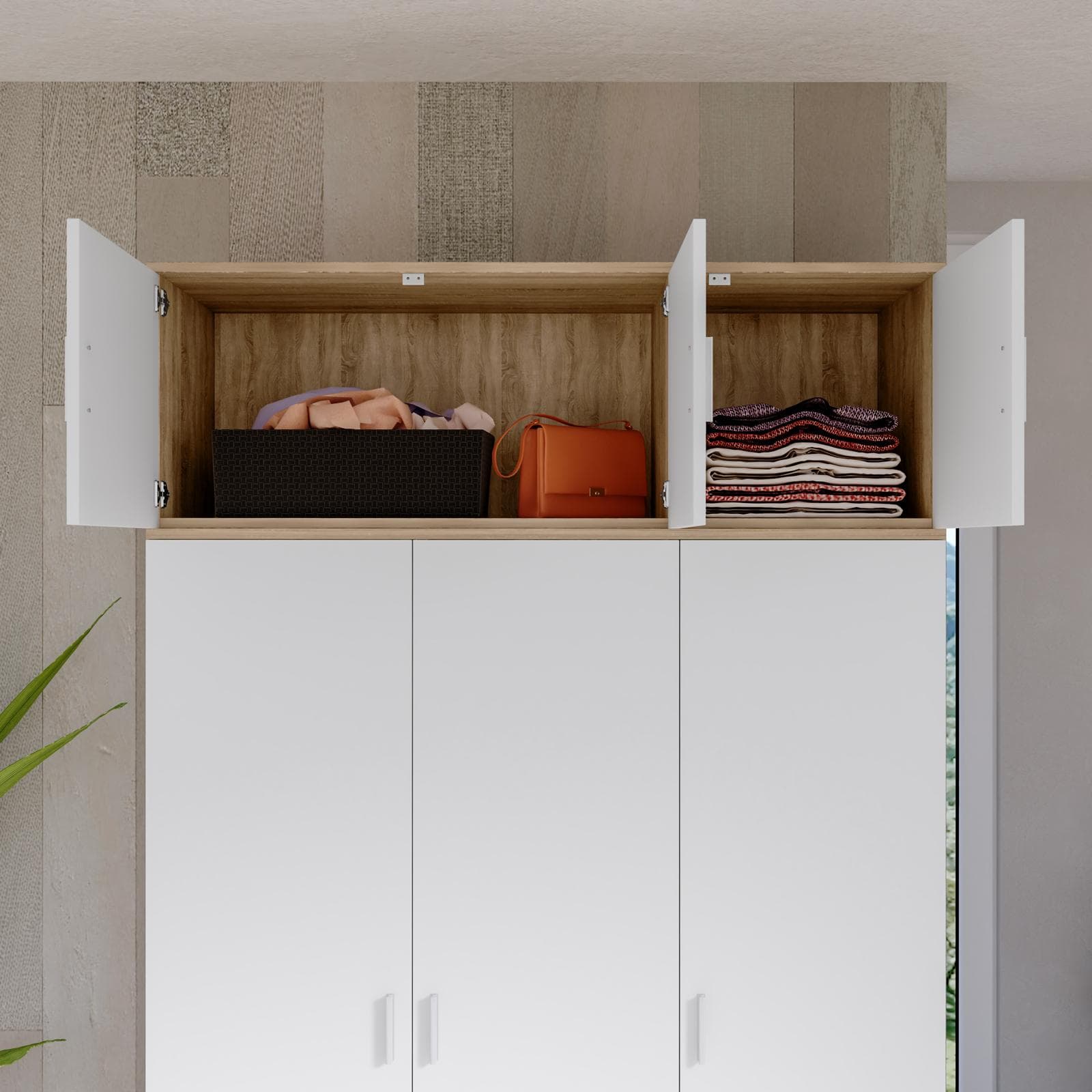 Estensione per armadio Axel 120x40h cm con 3 ante bianco e rovere
