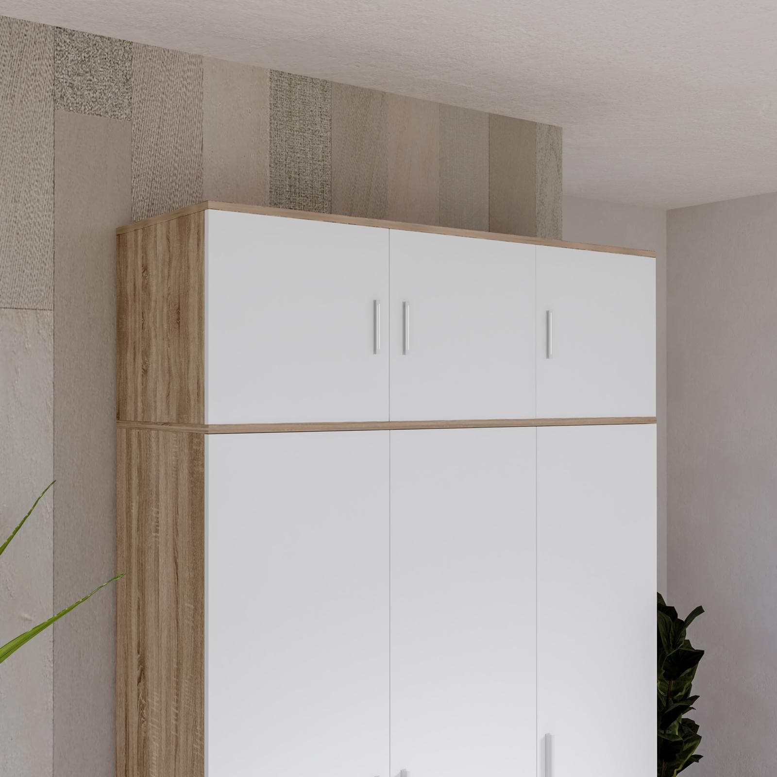 Estensione per armadio Axel 120x40h cm con 3 ante bianco frassino e rovere