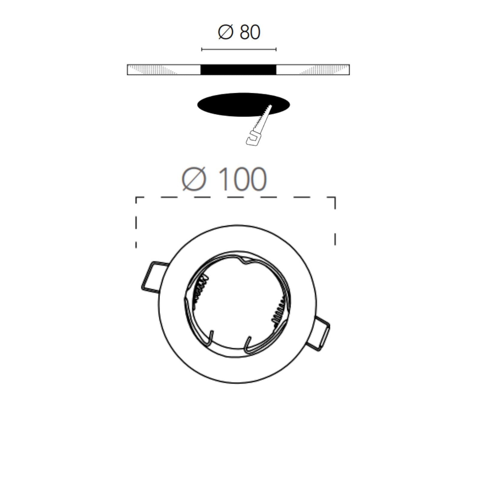 Faretto ad incasso orientabile Ø 10 cm in metallo nero