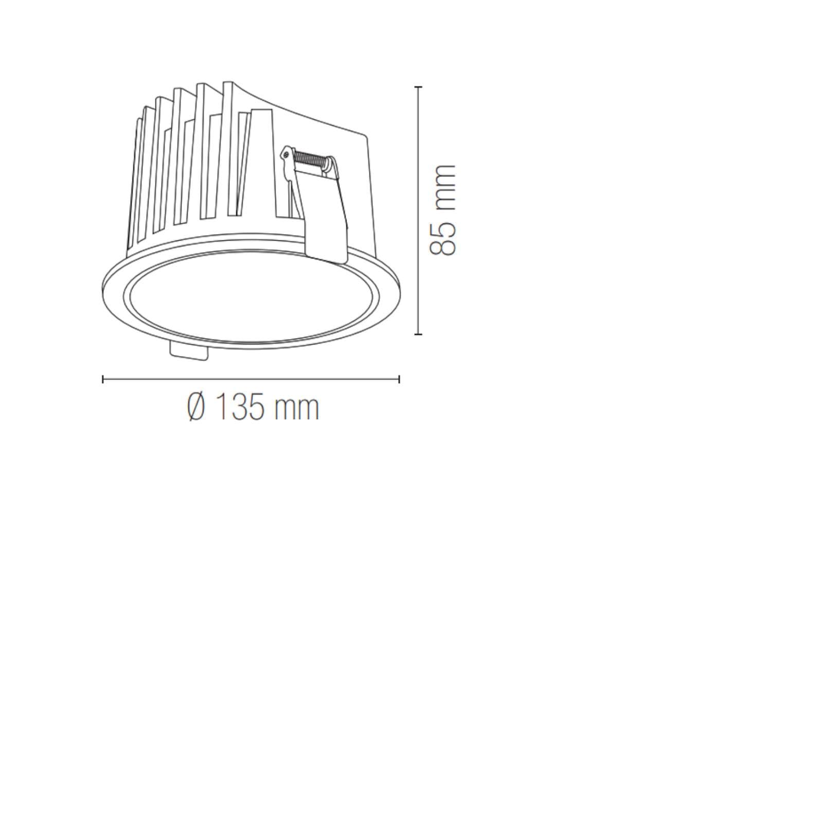 Faretto da incasso con diametro 13,5 cm in alluminio bianco satinato
