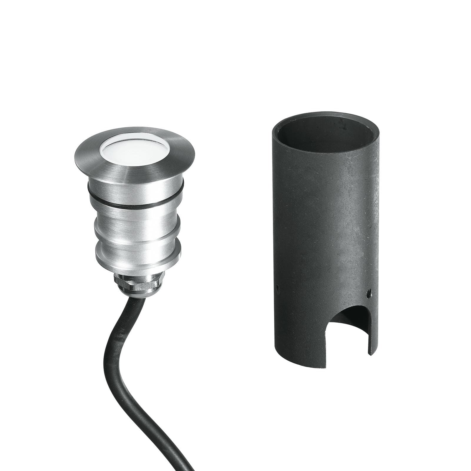 Faretto segnapasso ad incasso diametro 4 cm a luce naturale in alluminio nickel
