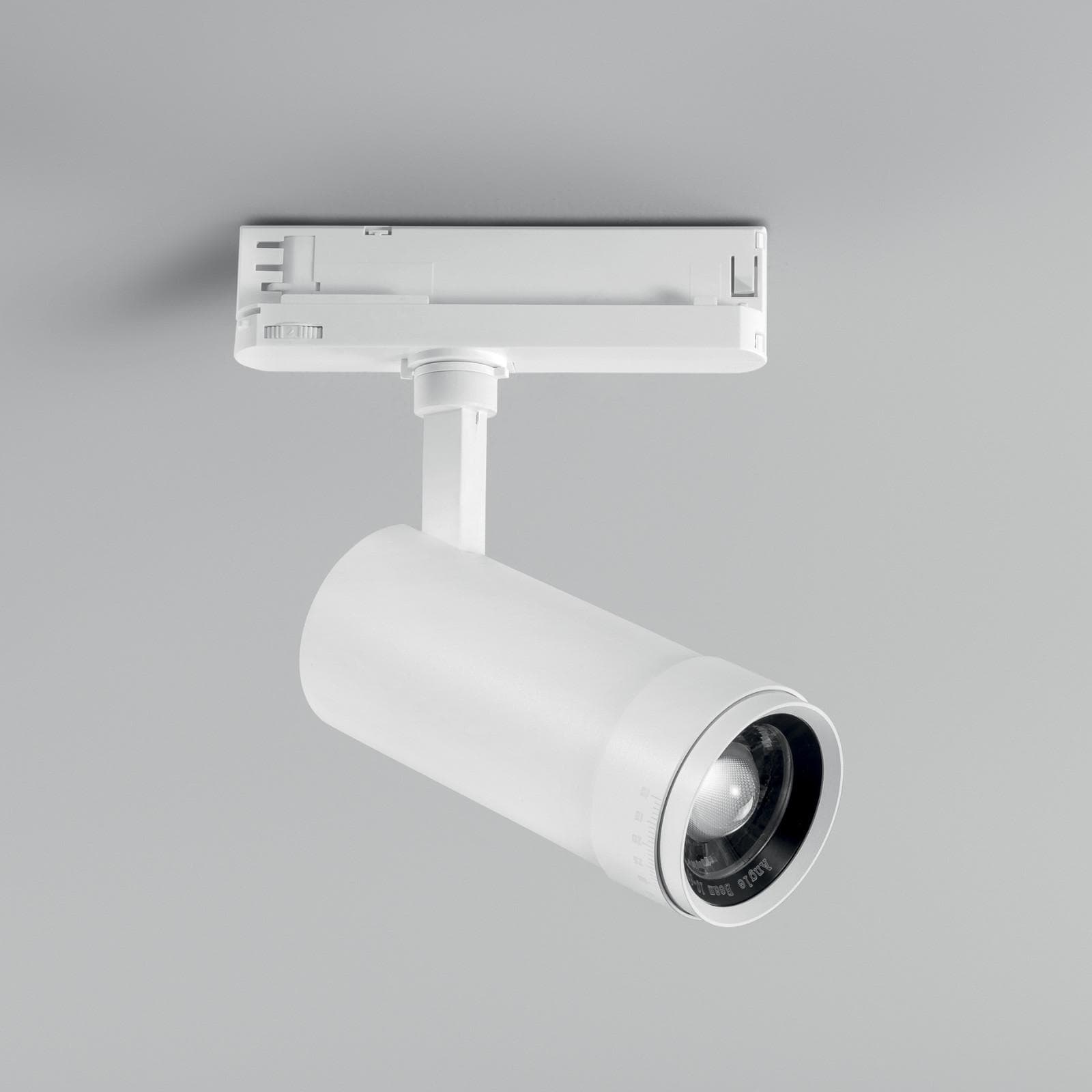 Faro 16x16 cm per binario trifase in alluminio bianco opaco con angolo luce regolabile - Radius