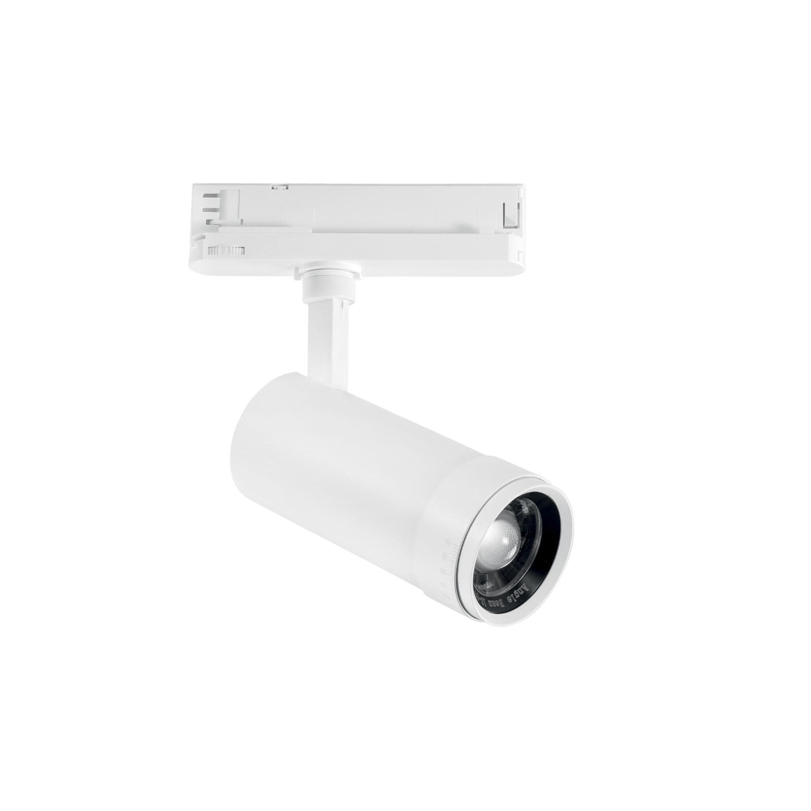 Faro 16x16 cm per binario trifase in alluminio bianco opaco con angolo luce regolabile - Radius
