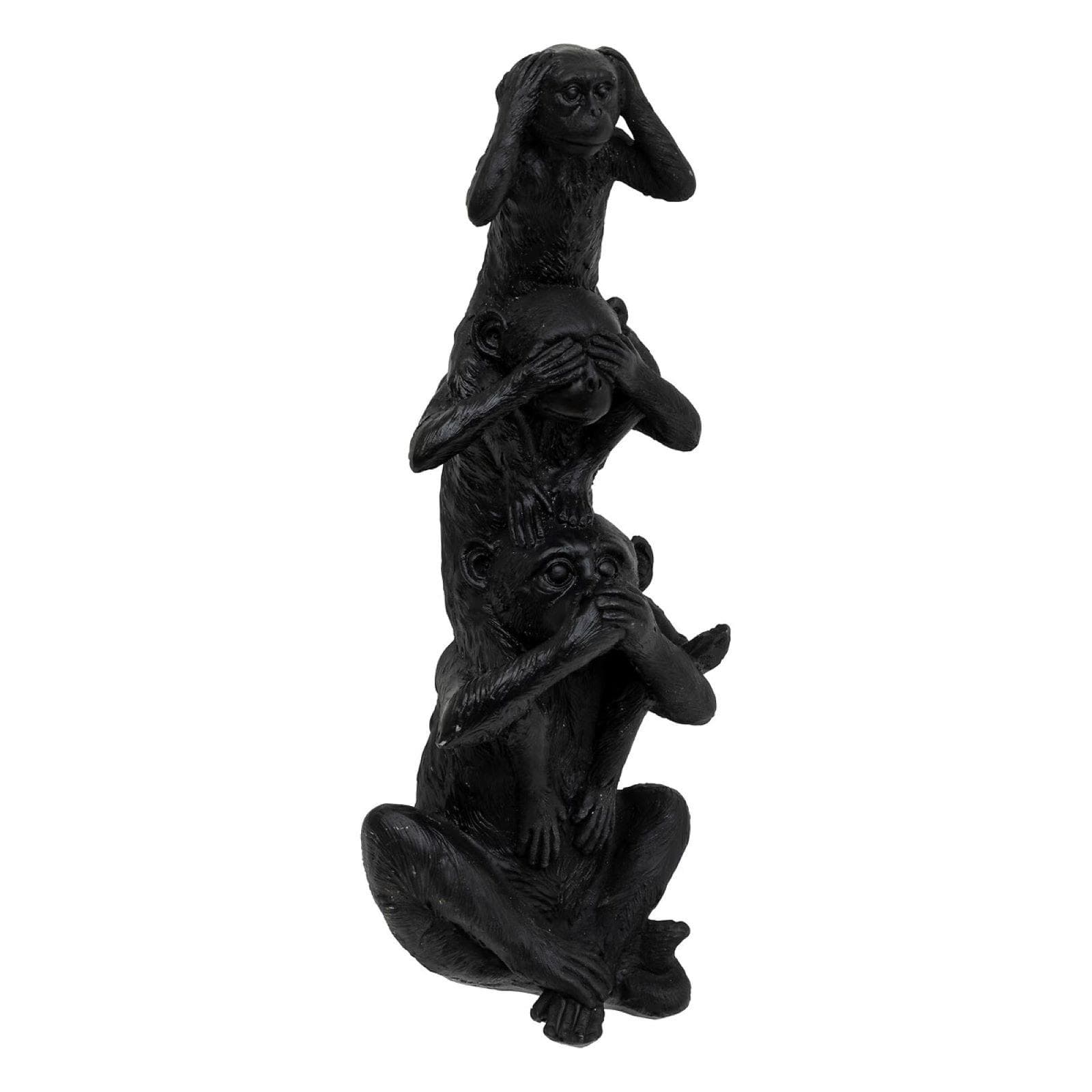 Figura decorativa 25h cm a forma di scimmie in pietra artificiale nero