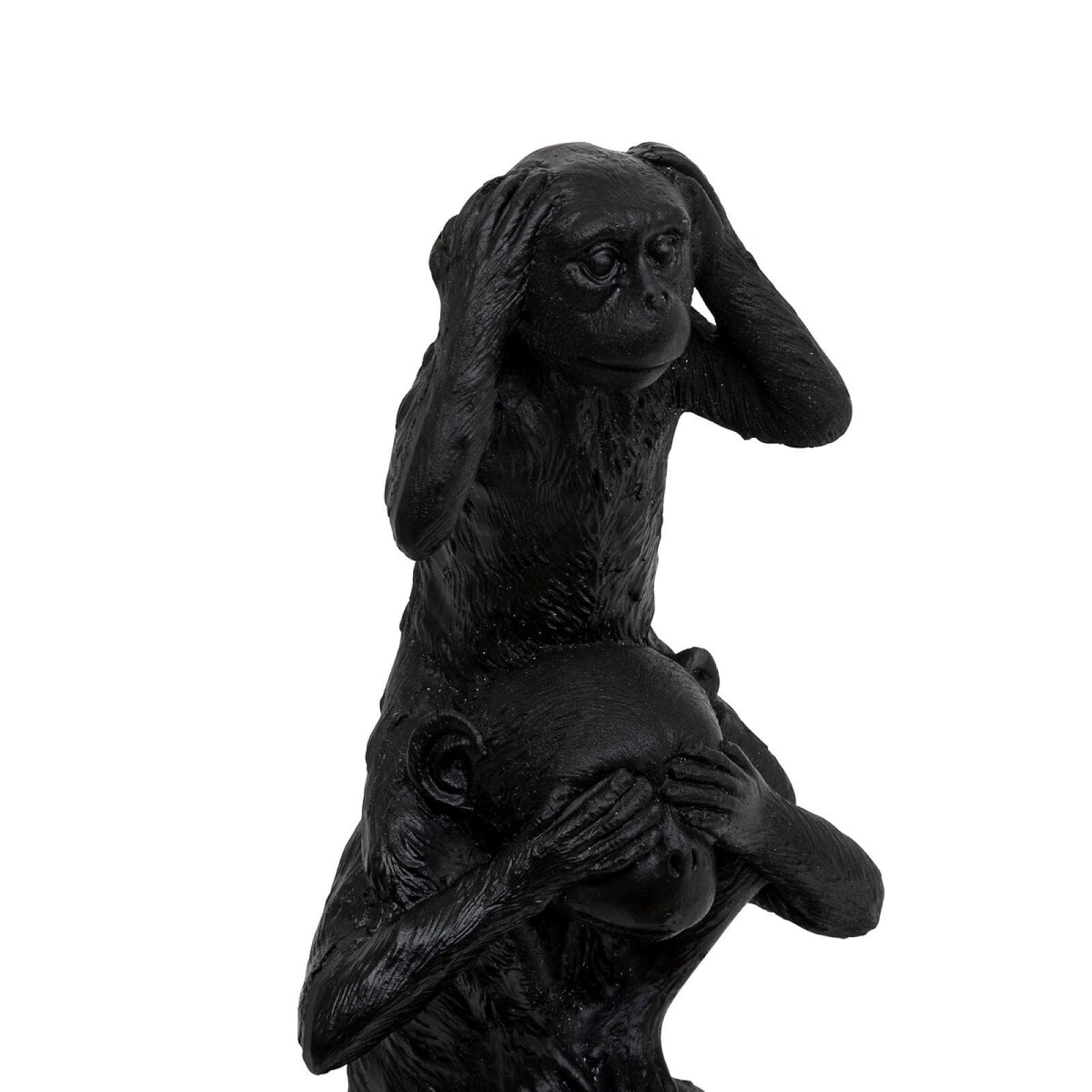 Figura decorativa 25h cm a forma di scimmie in pietra artificiale nero