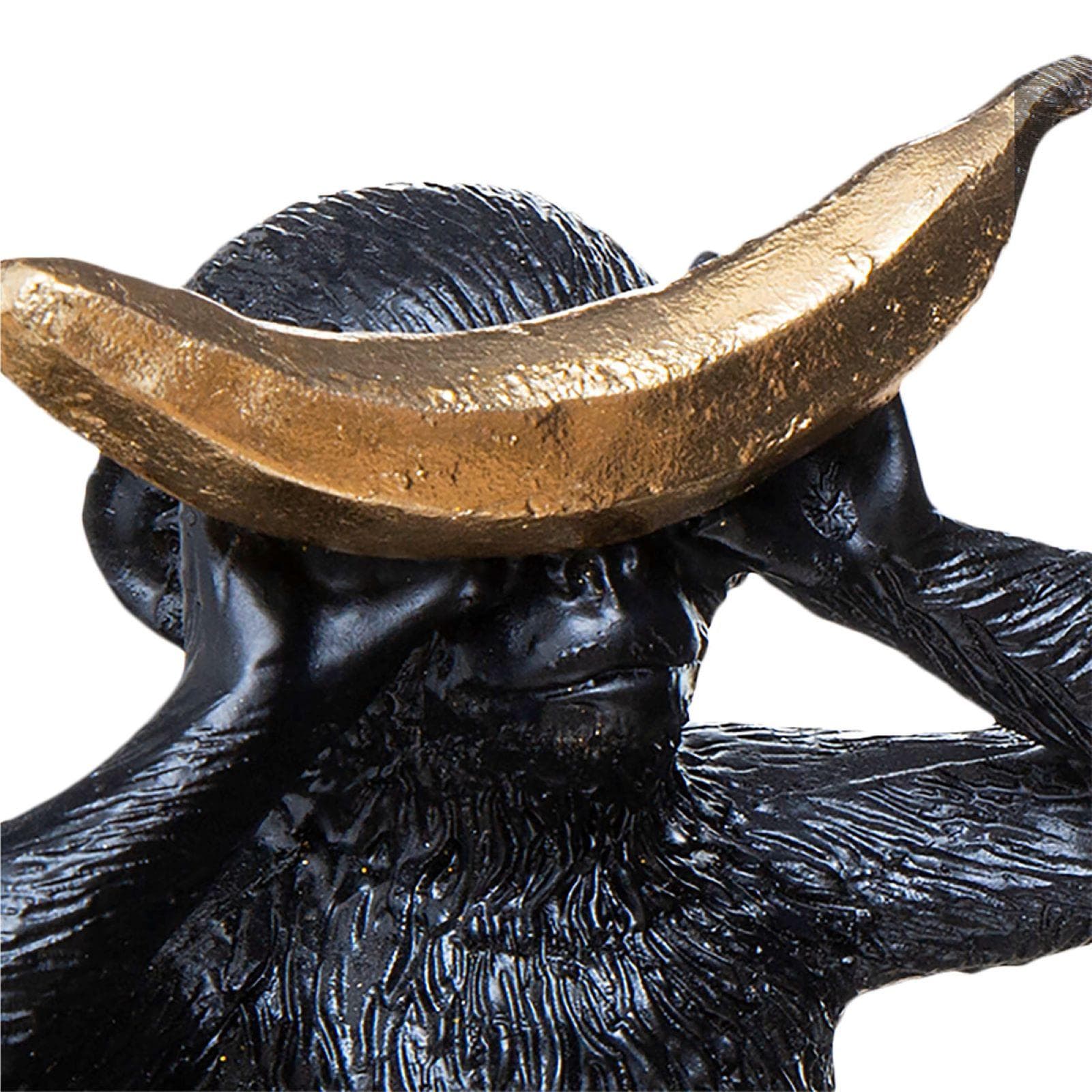 Figura decorativa 18h cm a forma di scimmie in pietra artificiale nero e oro