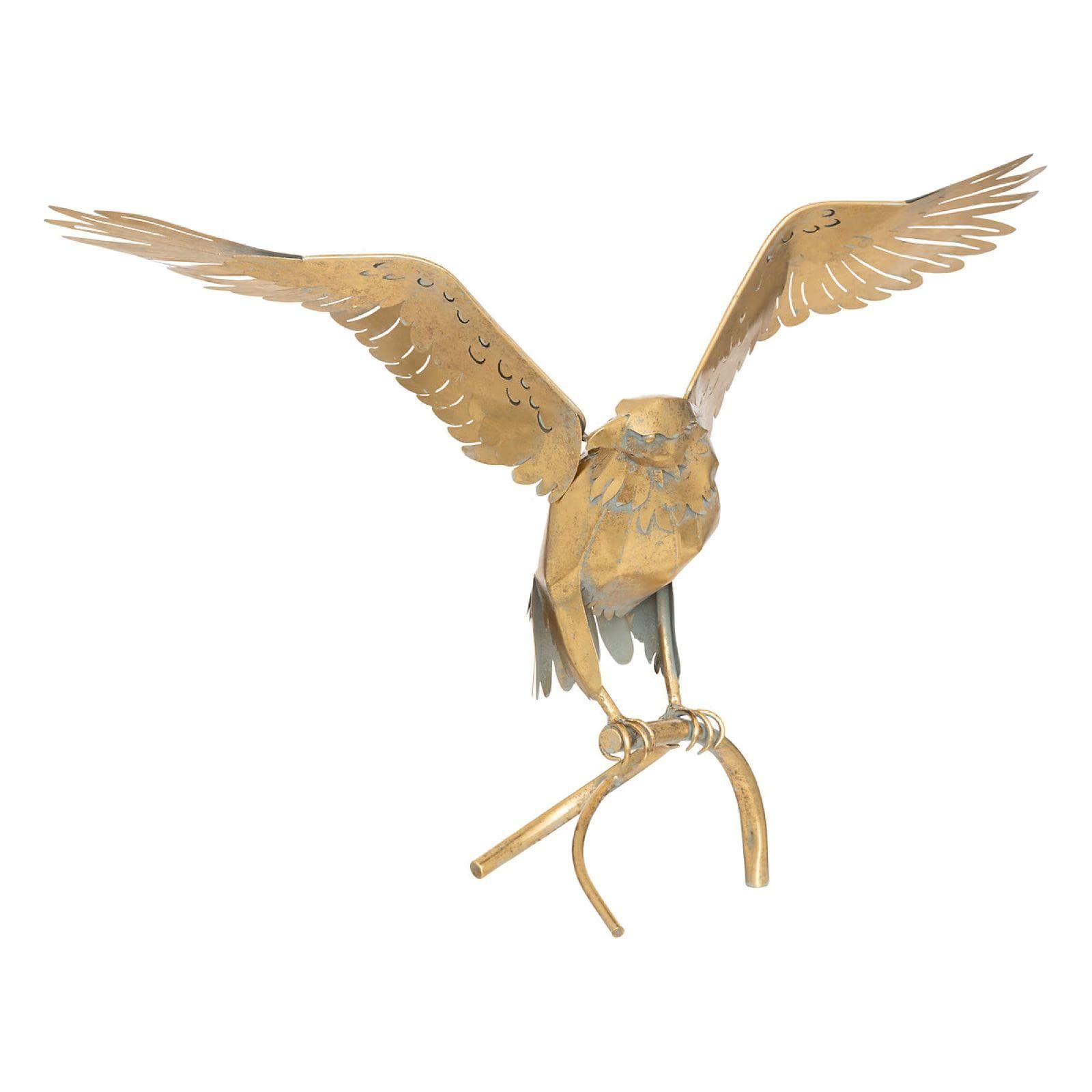 Figura decorativa 85h cm acquila in acciaio oro
