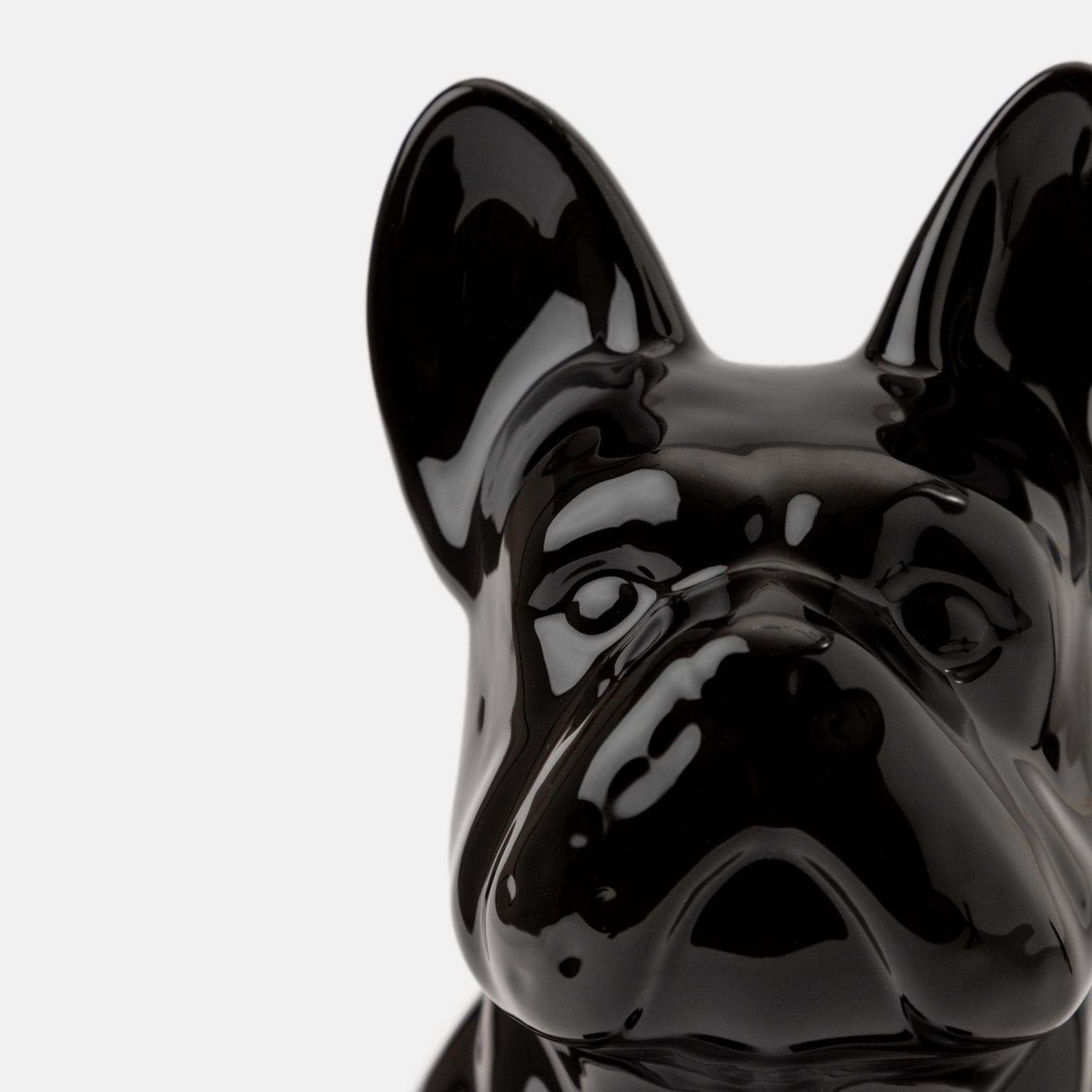 Figura decorativa a forma di bulldog in gres porcellanato nero lucido