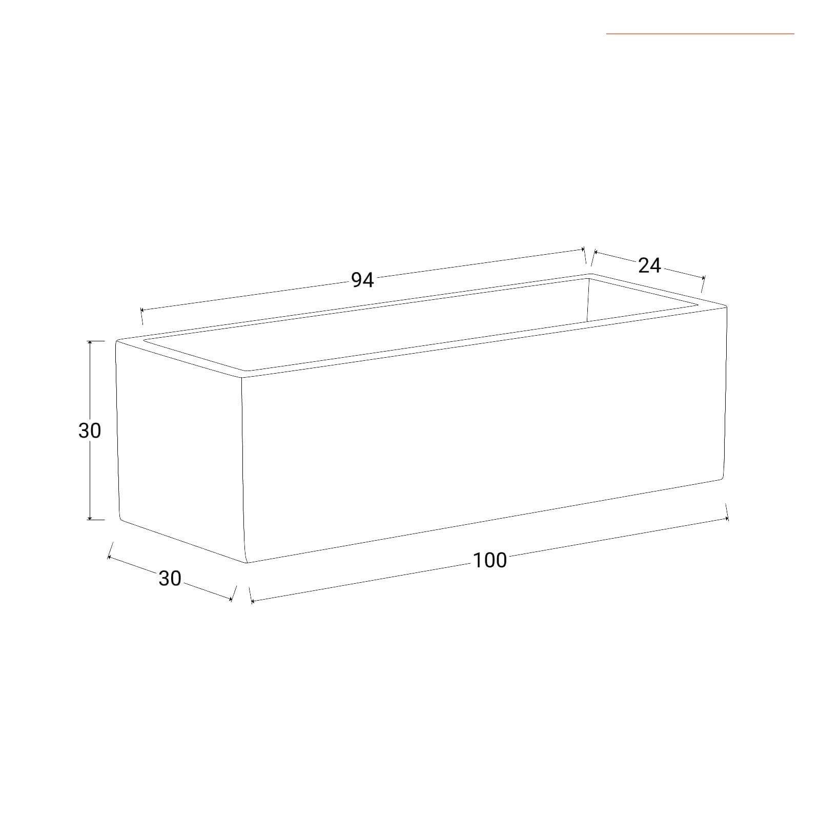 Vaso da esterno 100x30 h cm tutta capienza in polietilene bianco - Melbourne
