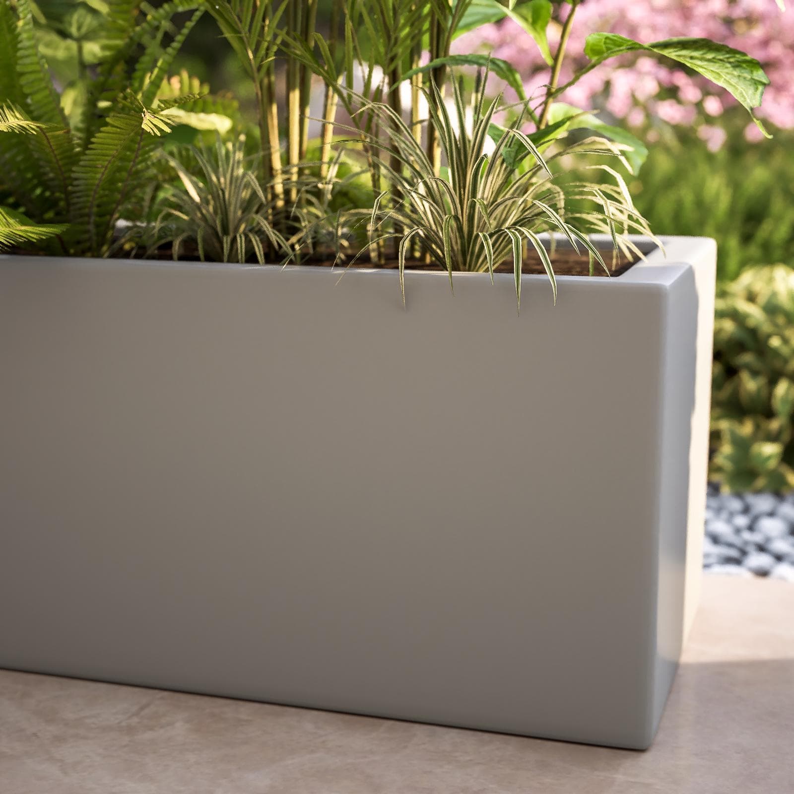 Vaso da esterno 100x30 h cm tutta capienza in polietilene tortora - Melbourne