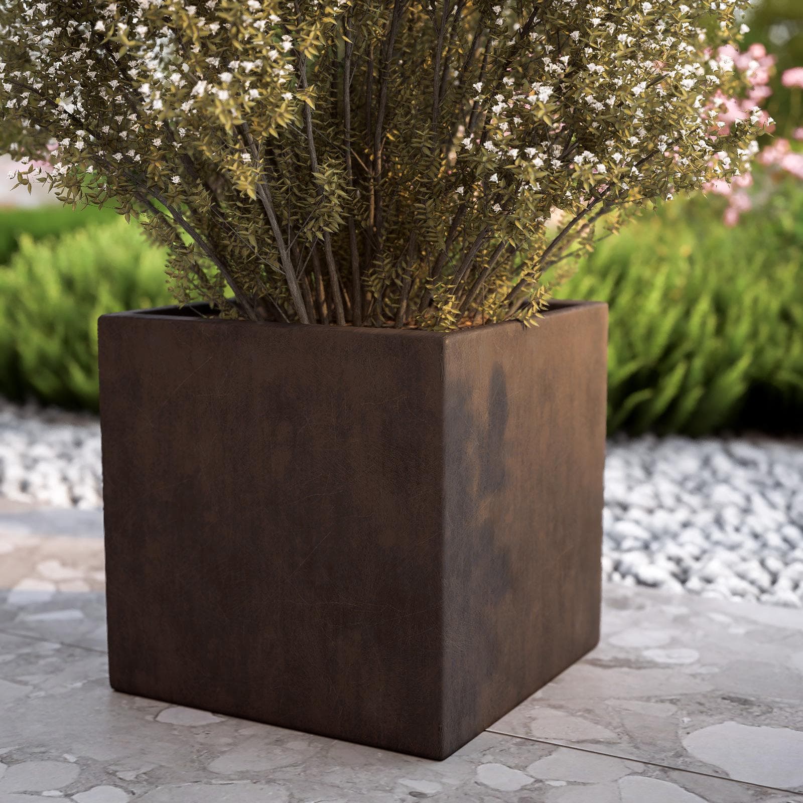 Vaso da esterno 30x30 h cm tutta capienza in polietilene bronzo - Melbourne
