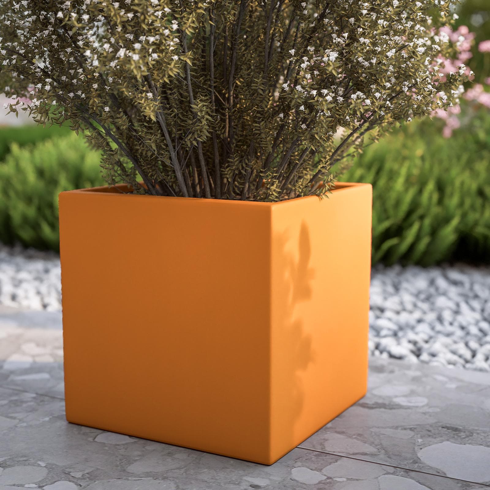 Vaso da esterno 30x30 h cm tutta capienza in polietilene ocra - Melbourne