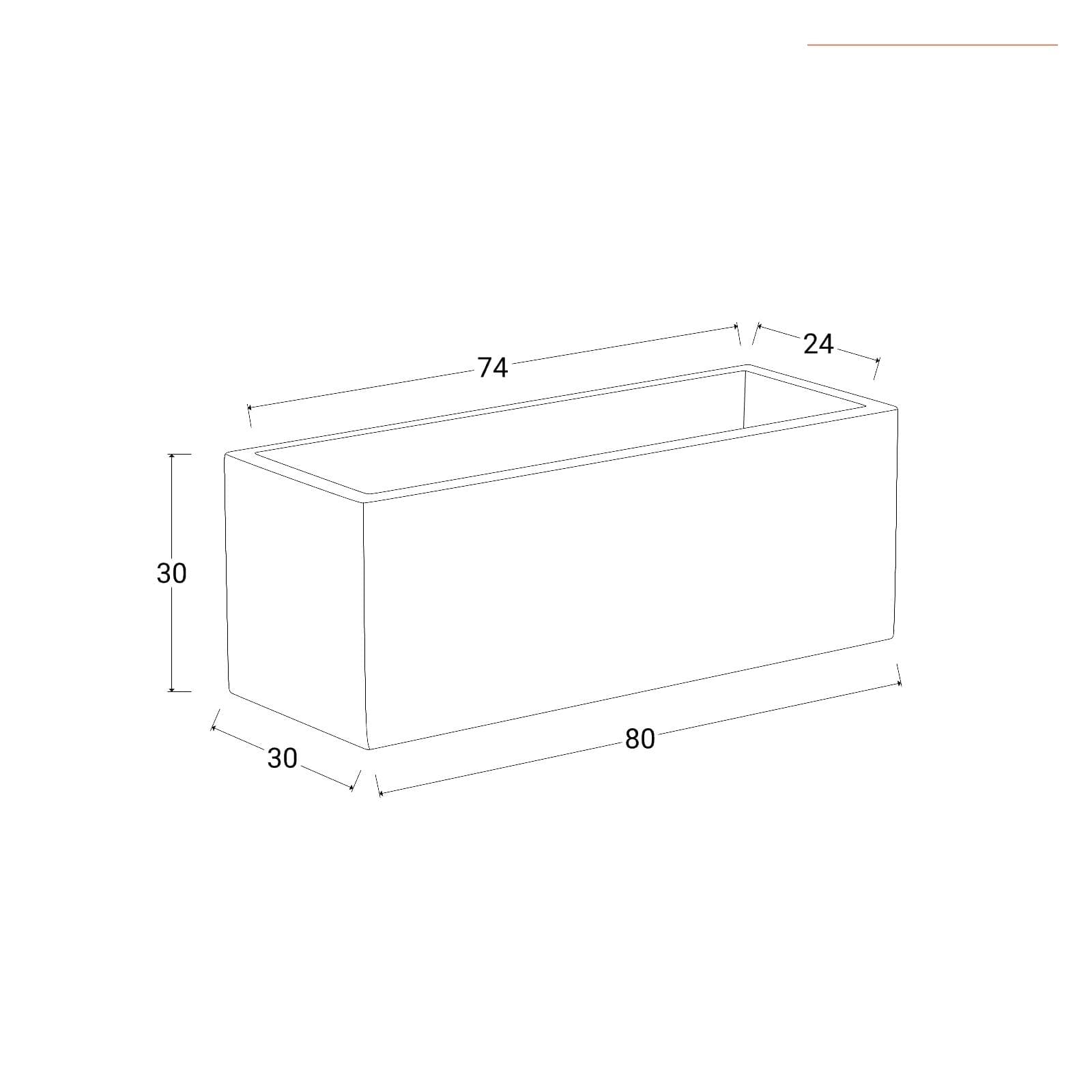 Vaso da esterno 80x30 h cm tutta capienza in polietilene bianco - Melbourne