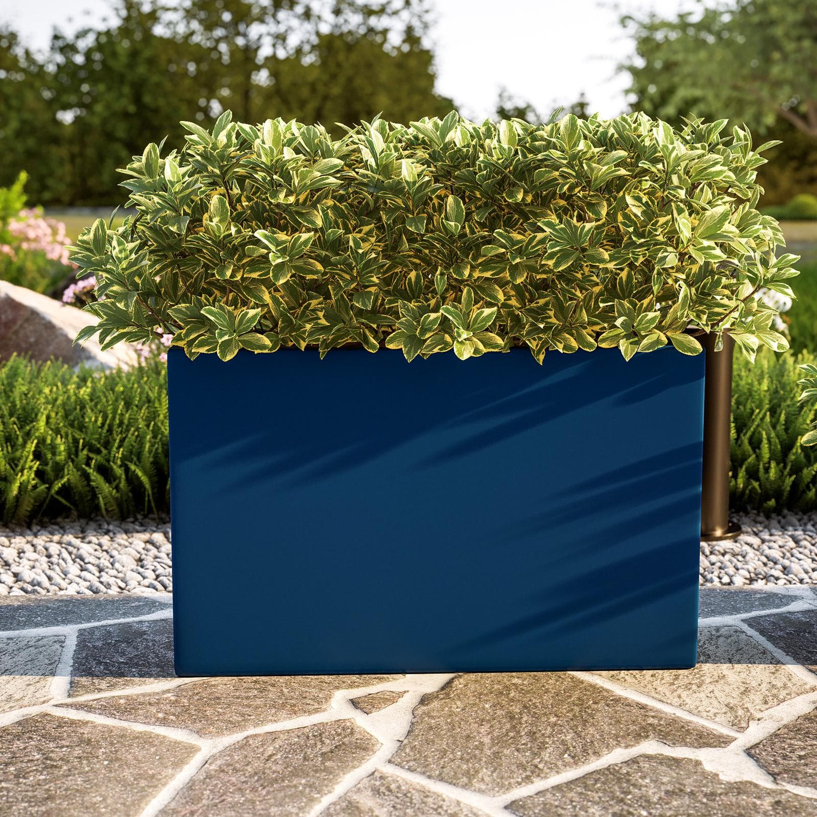 Vaso da esterno 80x50 h cm tutta capienza per esterni in polietilene blu - Melbourne