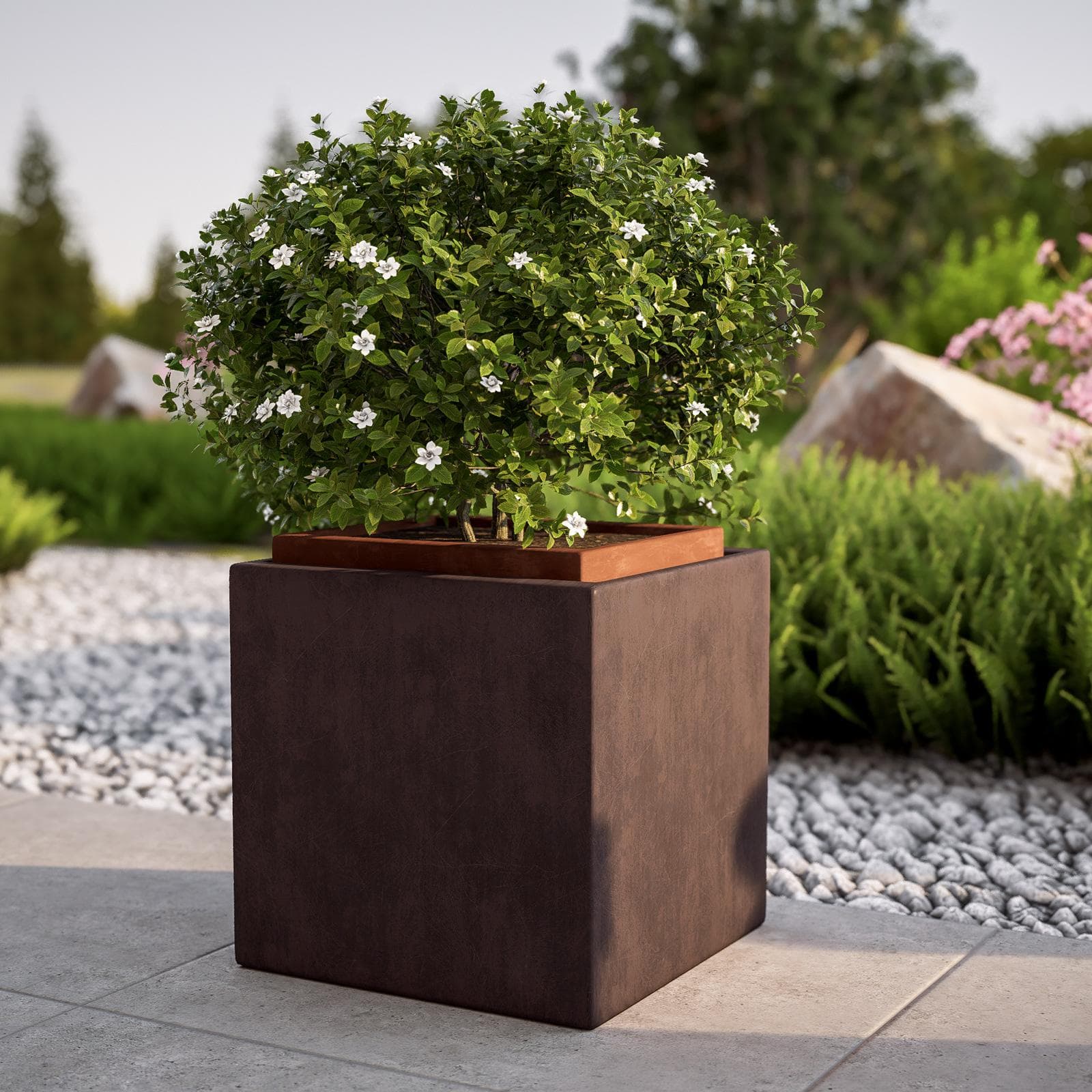 Portavaso da esterno quadrata 30 h cm in polietilene bronzo - Melbourne